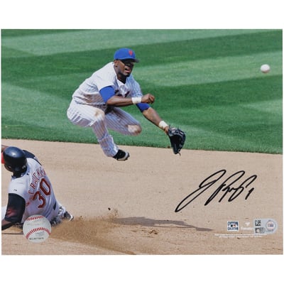 Jose Reyes New York Mets Autographed Fanatics Authentic 8" x 10" Jump Throw Double Play Photograph  