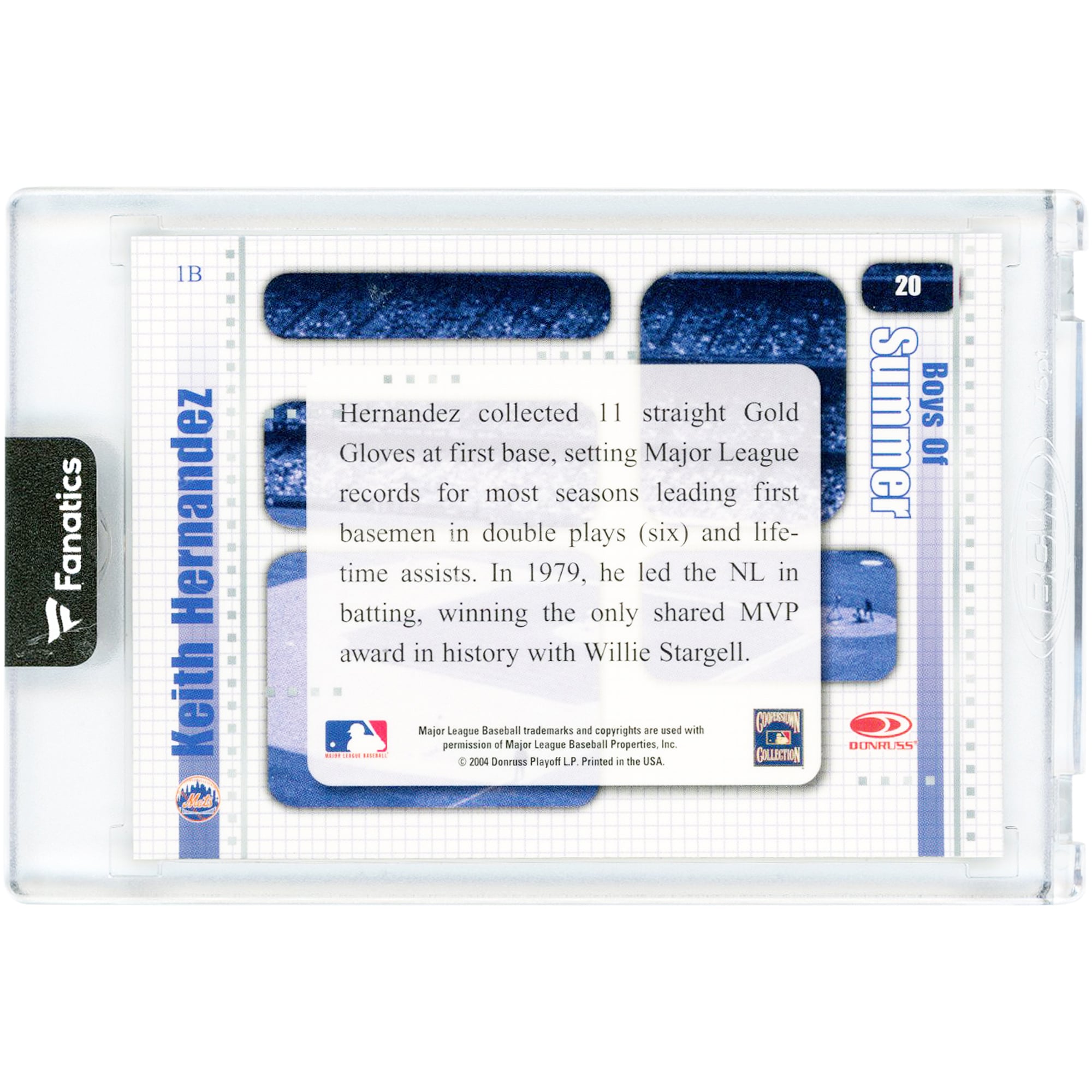 Keith Hernandez New York Mets Autographed 2004 Donruss Timelines Boys Of Summer #20 Card
