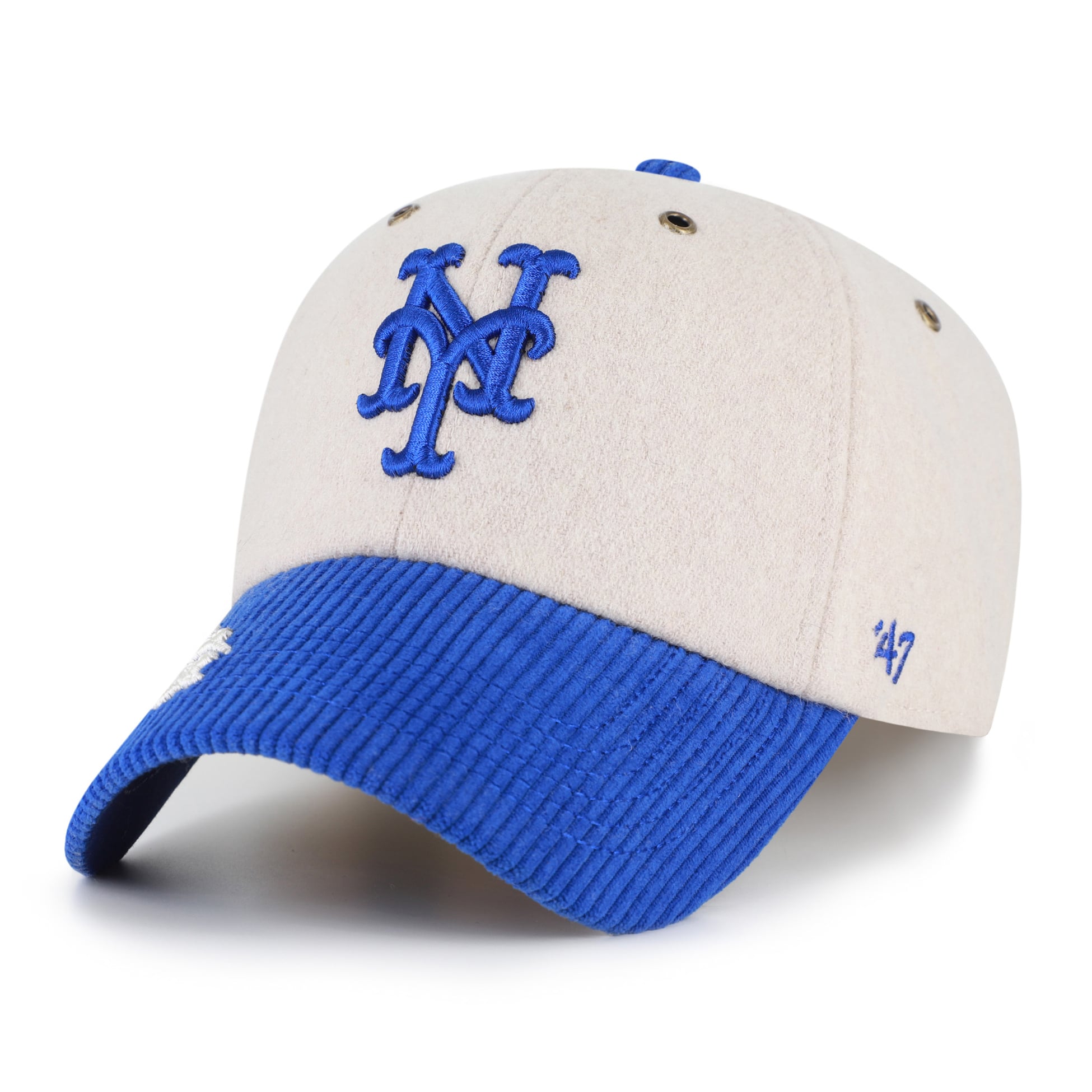Men's '47 Natural/Royal New York Mets Rope Script Clean Up Adjustable Hat