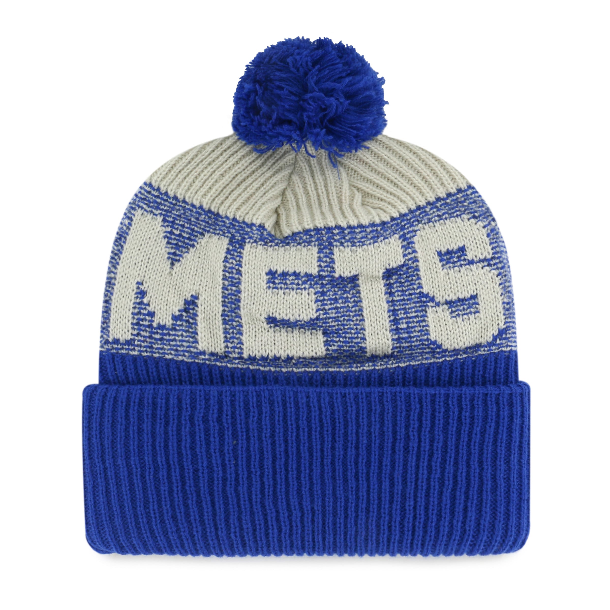 Bonnet à revers « Royal New York Mets Bone Chill » pour homme, modèle 47, avec pompon