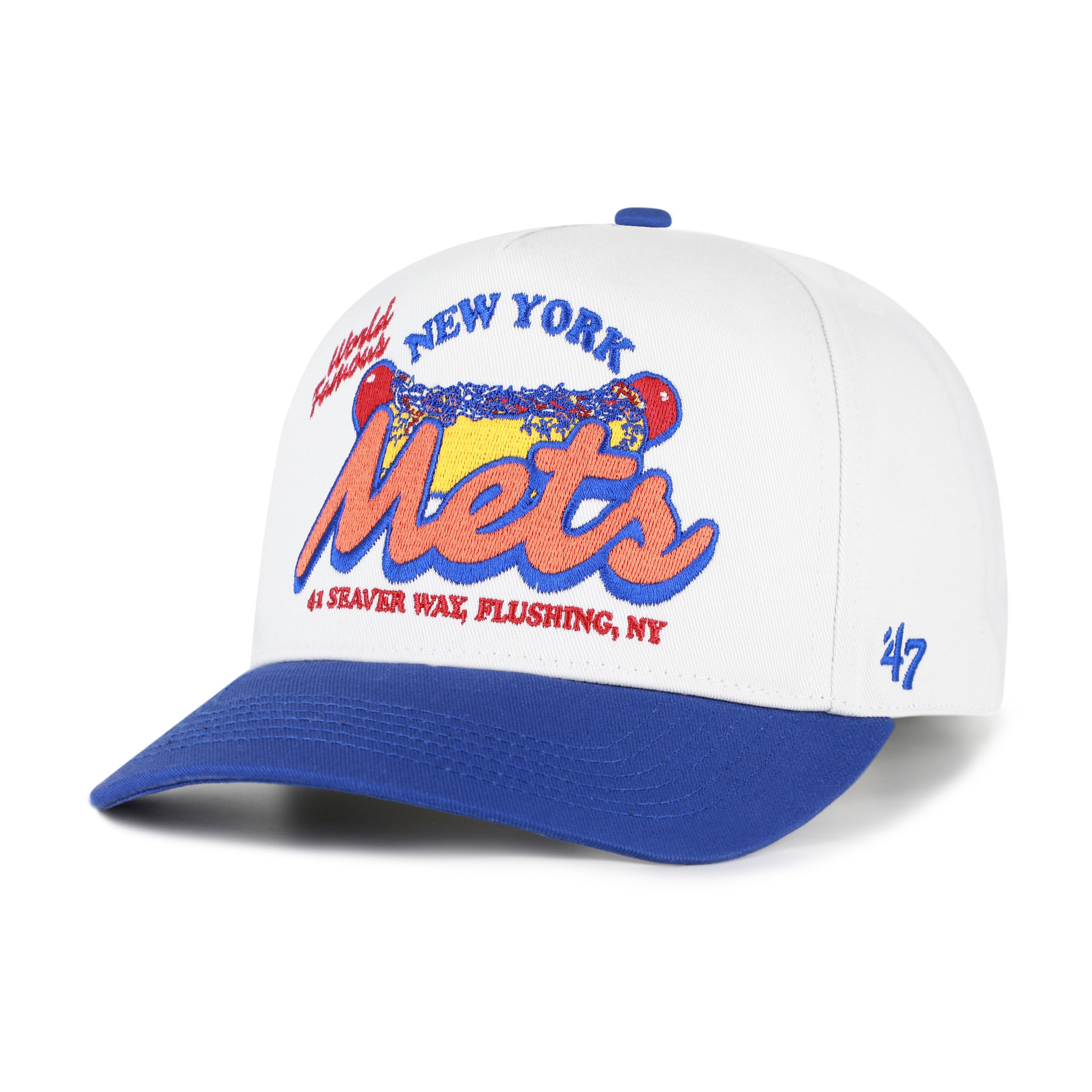 Men's '47 White/Royal New York Mets Glizzy Collection Hitch Adjustable Hat