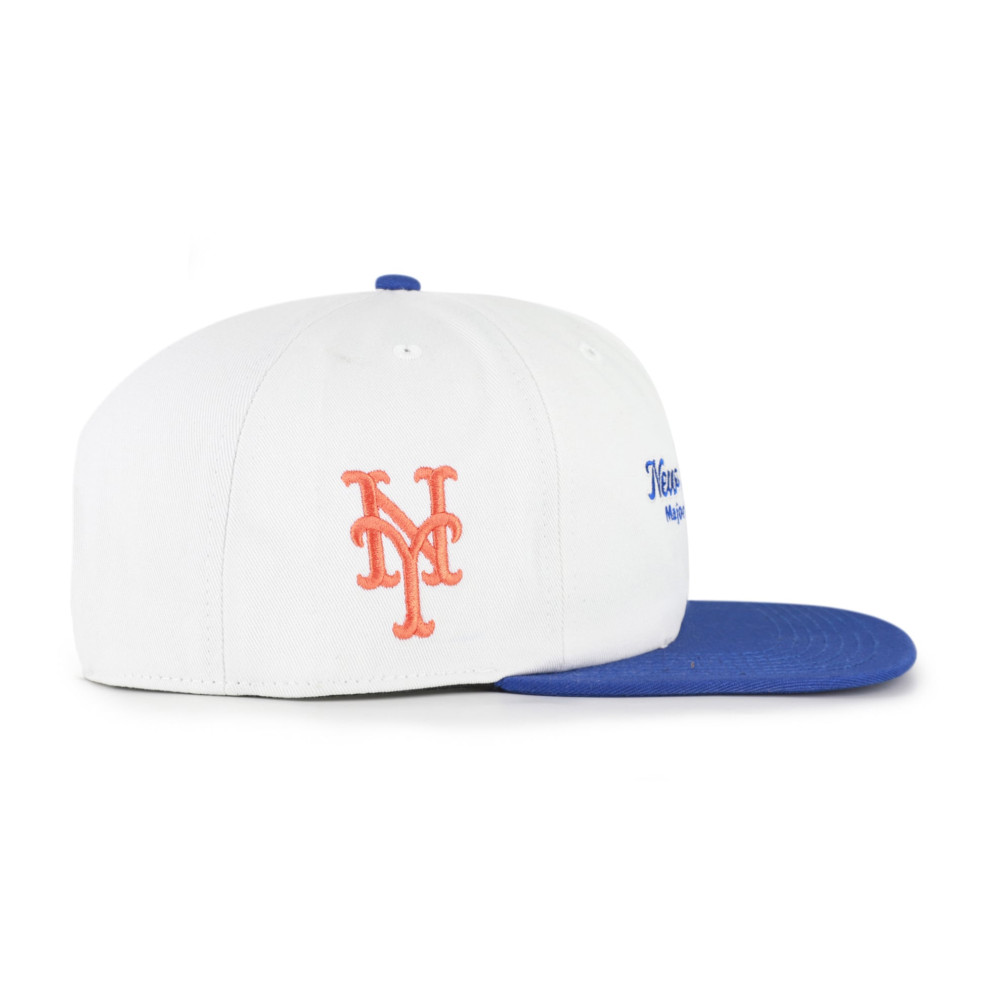 Men's '47 White/Royal New York Mets Script Stack Relaxed Captain Snapback