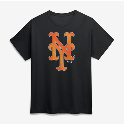 New York Mets Big & Tall Metallic Mascot T-Shirt - Black