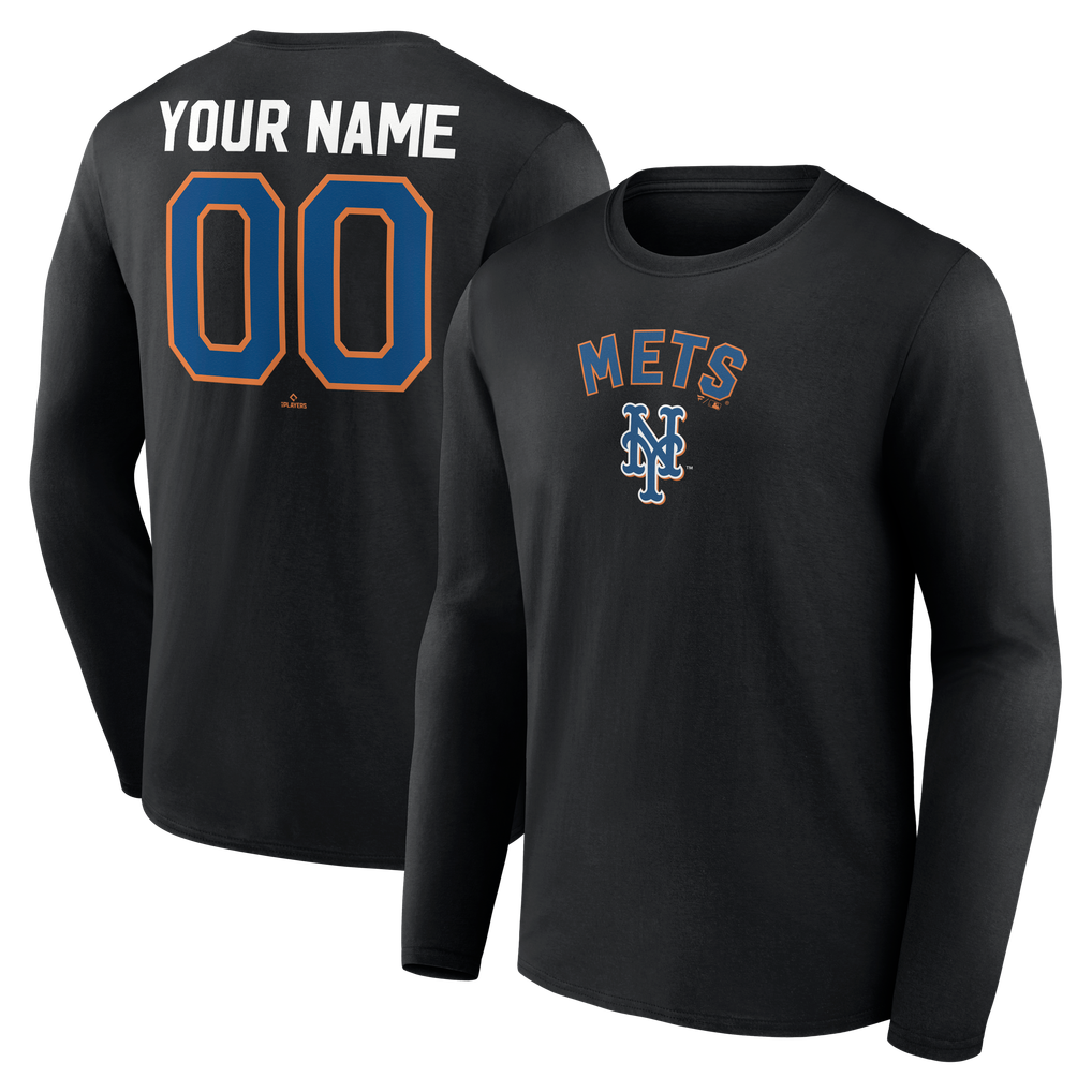New York Mets Cooperstown Collection Winning Streak Alternate Custom Long Sleeve T-Shirt - Black