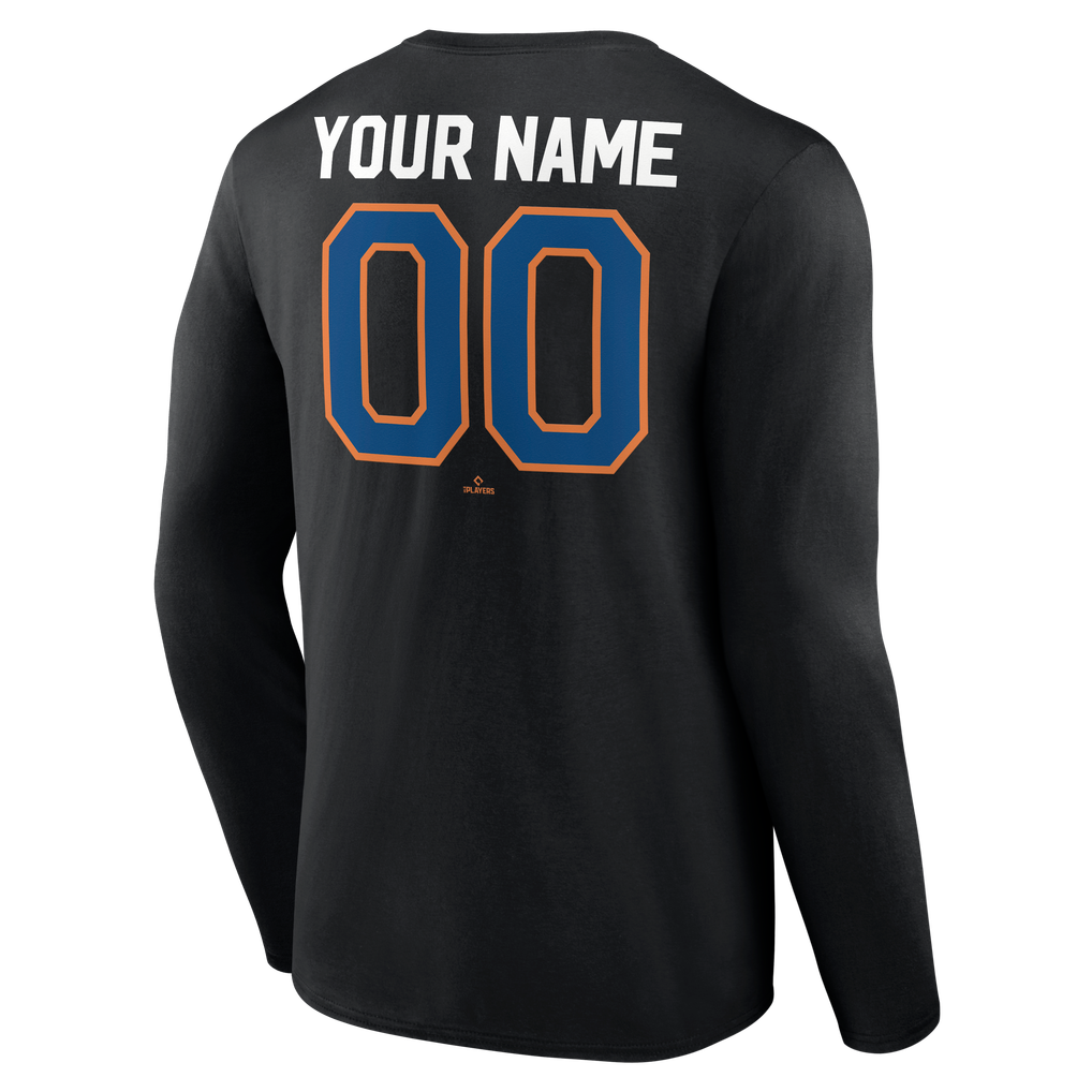New York Mets Cooperstown Collection Winning Streak Alternate Custom Long Sleeve T-Shirt - Black