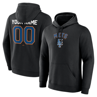 New York Mets Cooperstown Collection Winning Streak Personalized Name & Number Hoodie - Black
