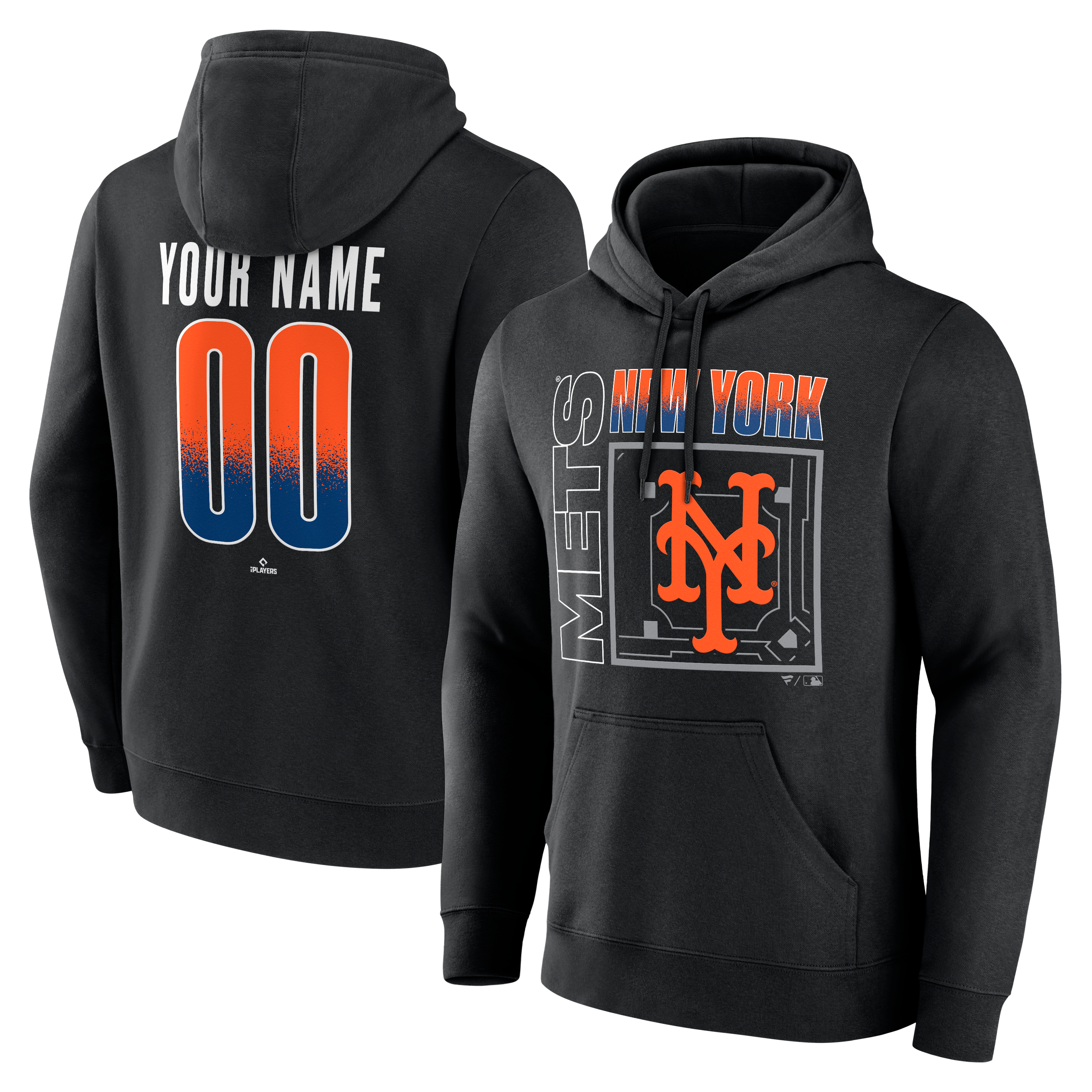 Men's Black New York Mets Home Field Pop Personalized Name & Number Hoodie