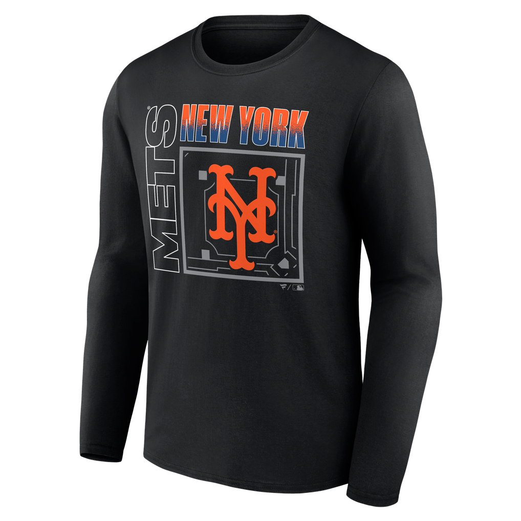 New York Mets Home Field Pop Personalized Name & Number Long Sleeve T-Shirt - Black