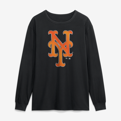 New York Mets  Metallic Mascot Long Sleeve T-Shirt - Black