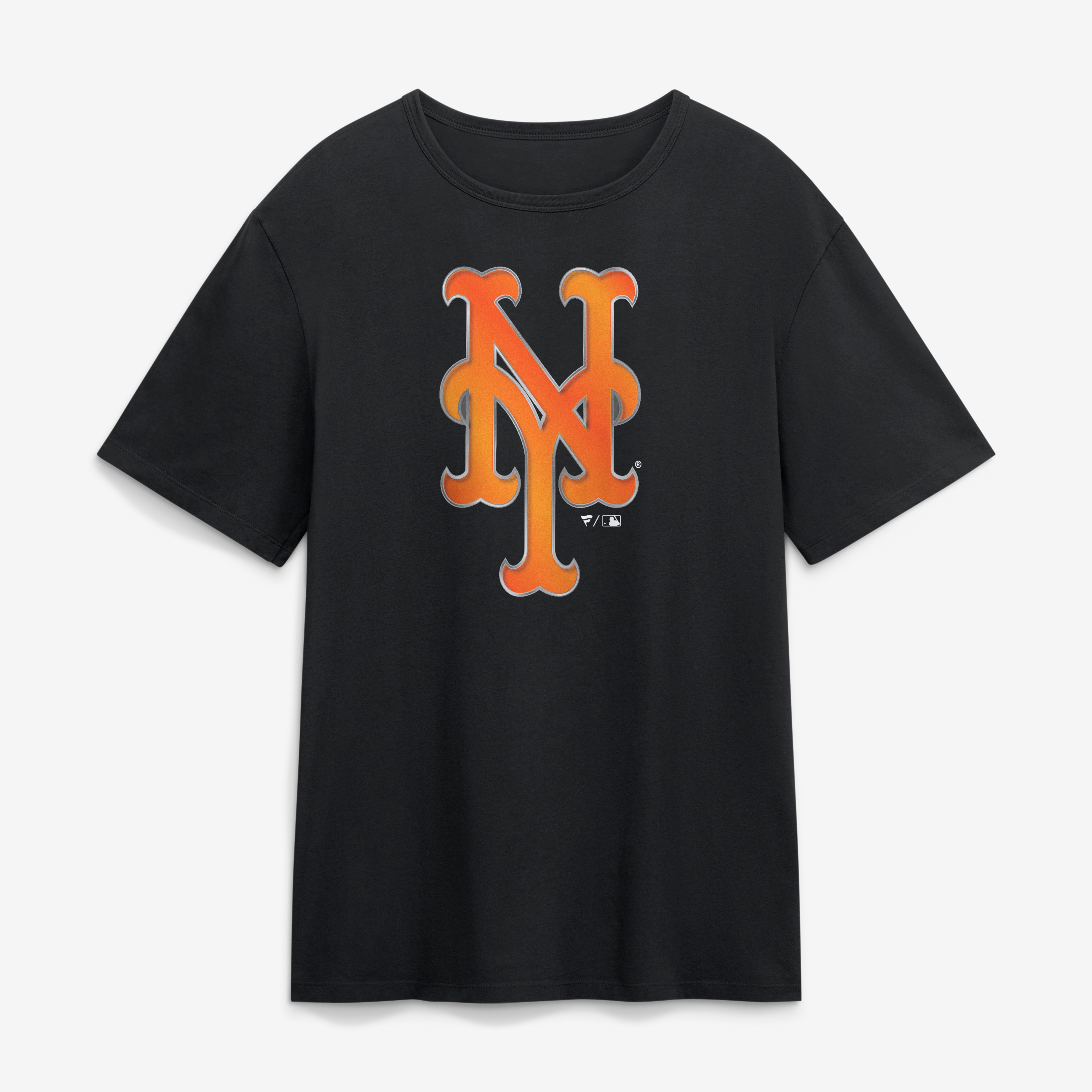 T-shirt noir pour homme New York Mets avec mascotte métallique