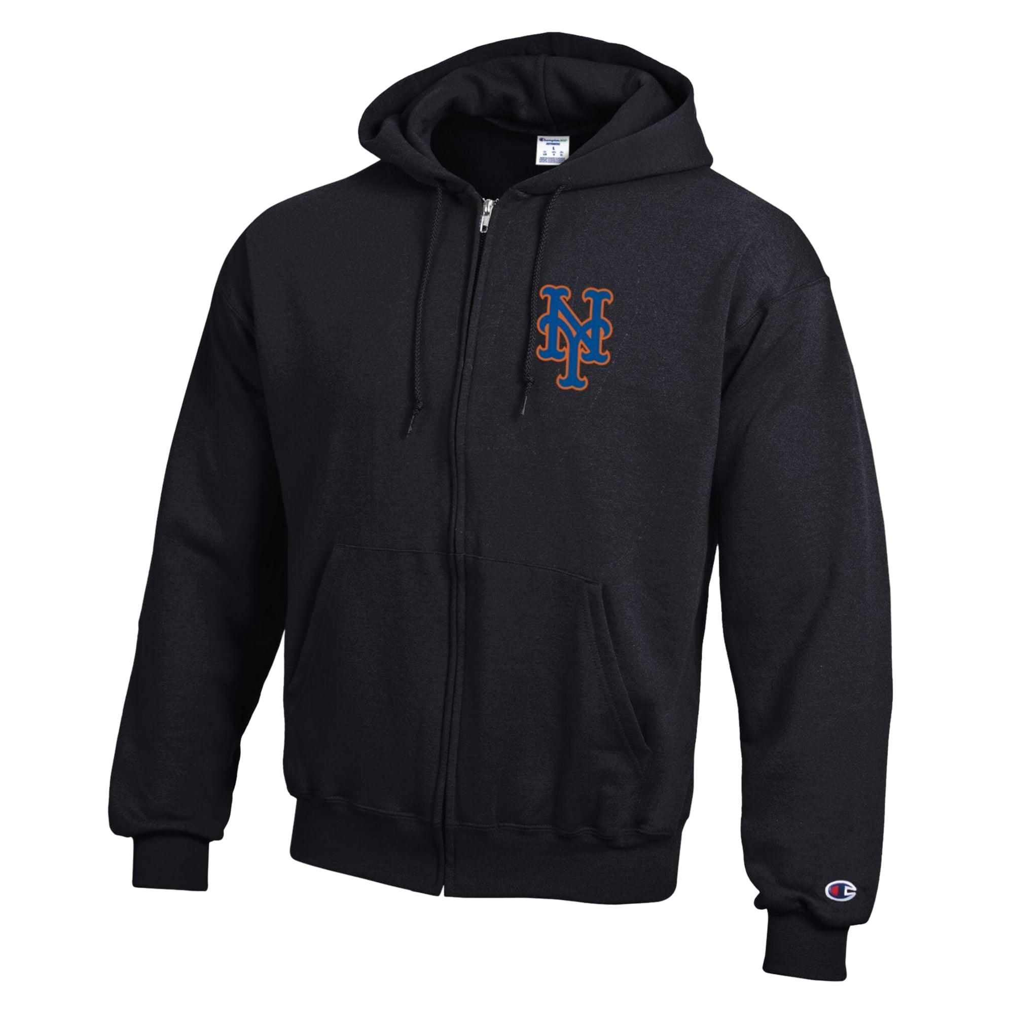 Men's Champion Black New York Mets Powerblend Full-Zip Hoodie