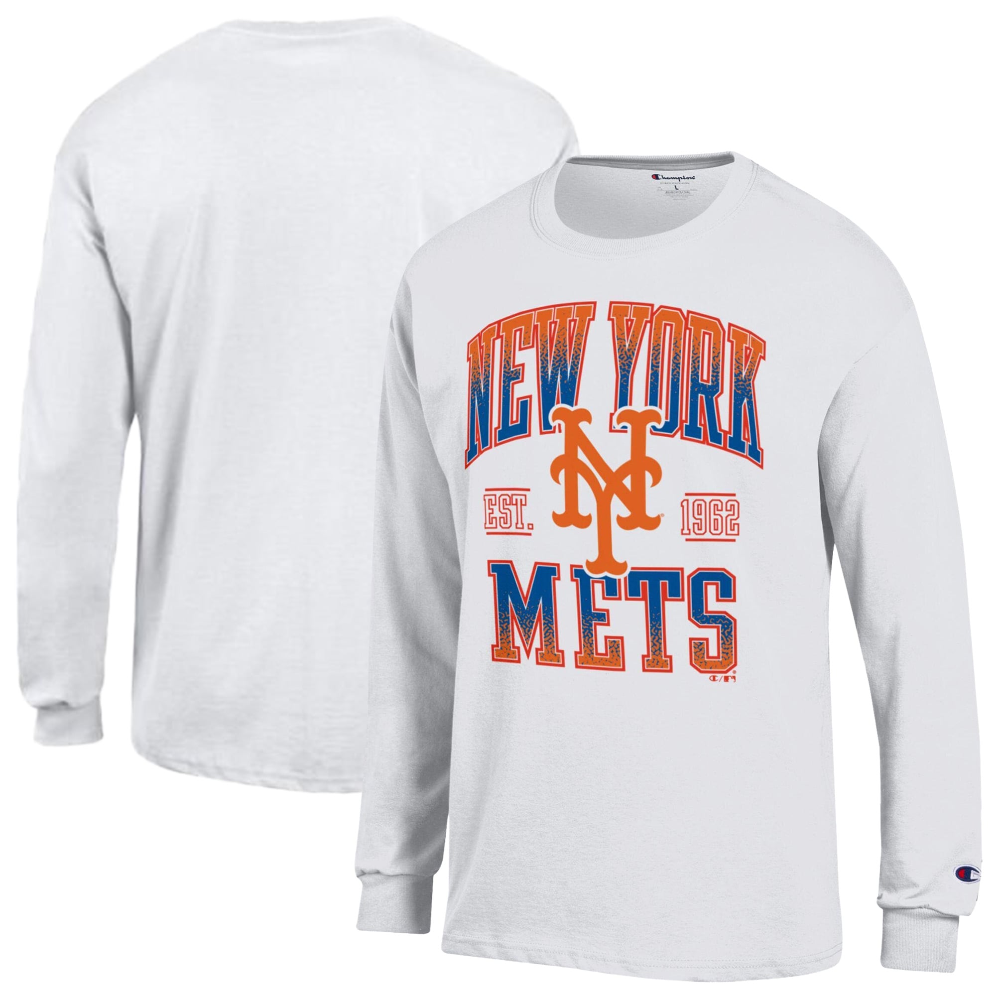 Men's Champion  White New York Mets Jersey Long Sleeve T-Shirt