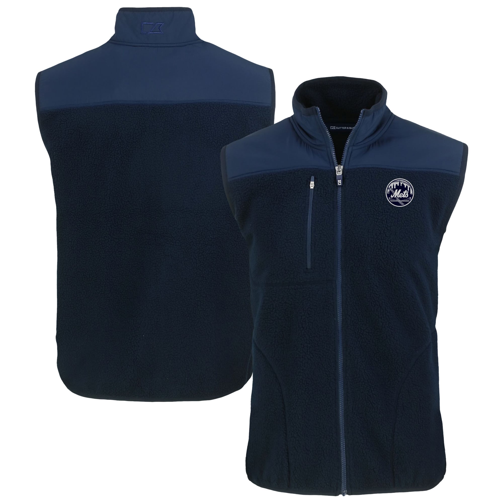 New York Mets Cutter & Buck Cascade Eco Fleece FullZip Vest Navy