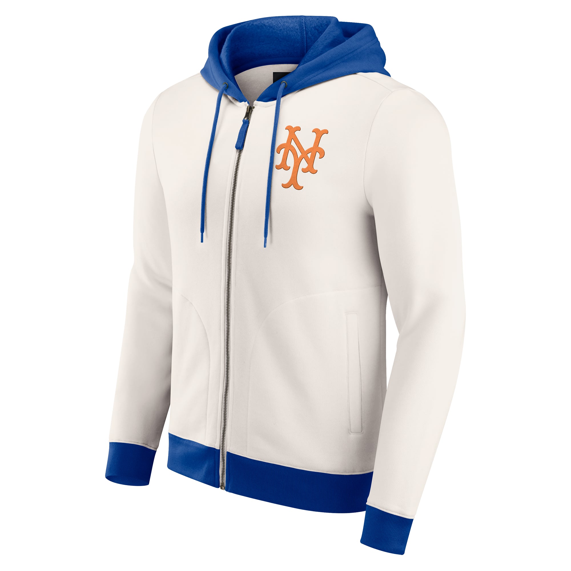 Sweat à capuche zippé en polaire crème des Mets de New York pour homme la collection Darius Rucker par Fanatics
