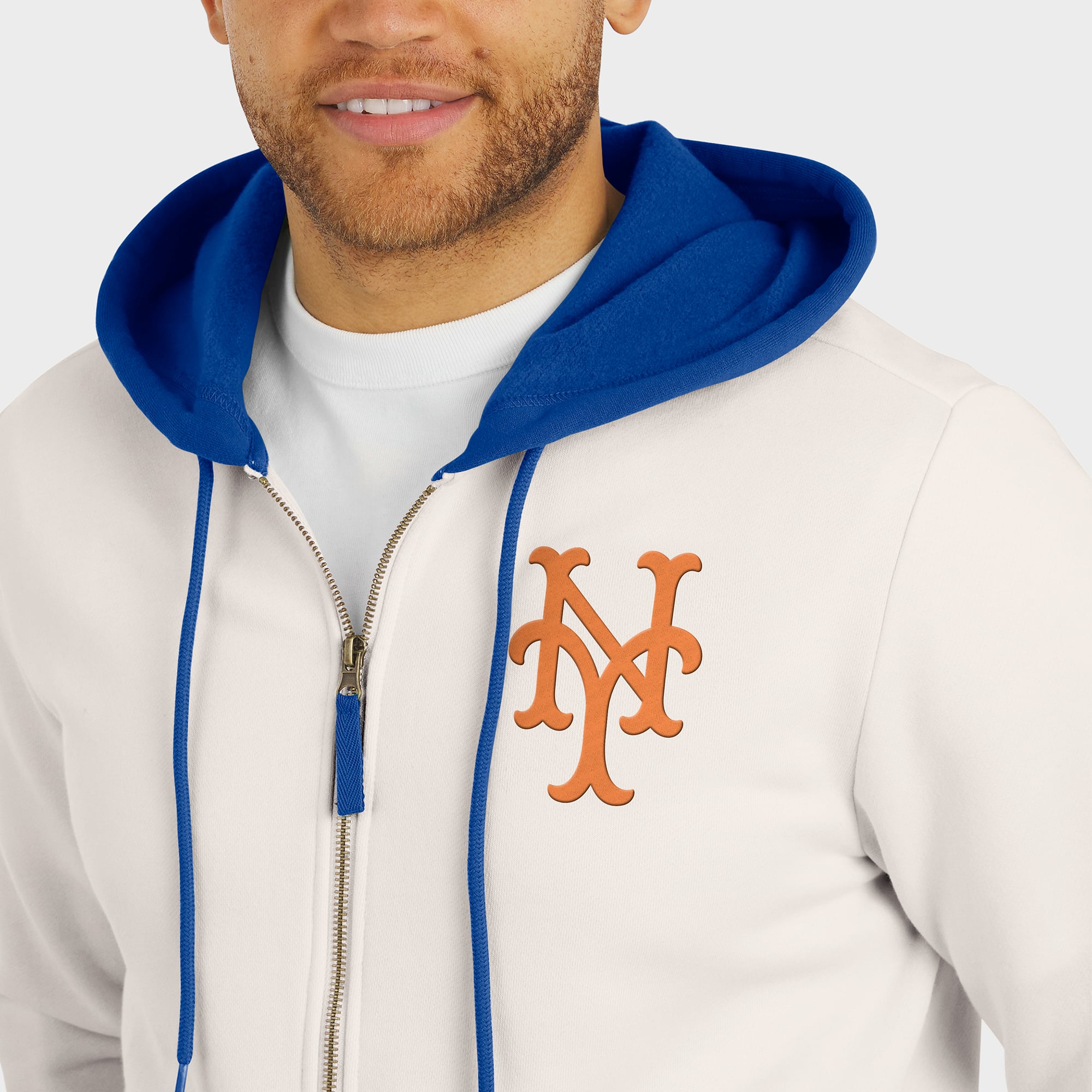 Sweat à capuche zippé en polaire crème des Mets de New York pour homme la collection Darius Rucker par Fanatics
