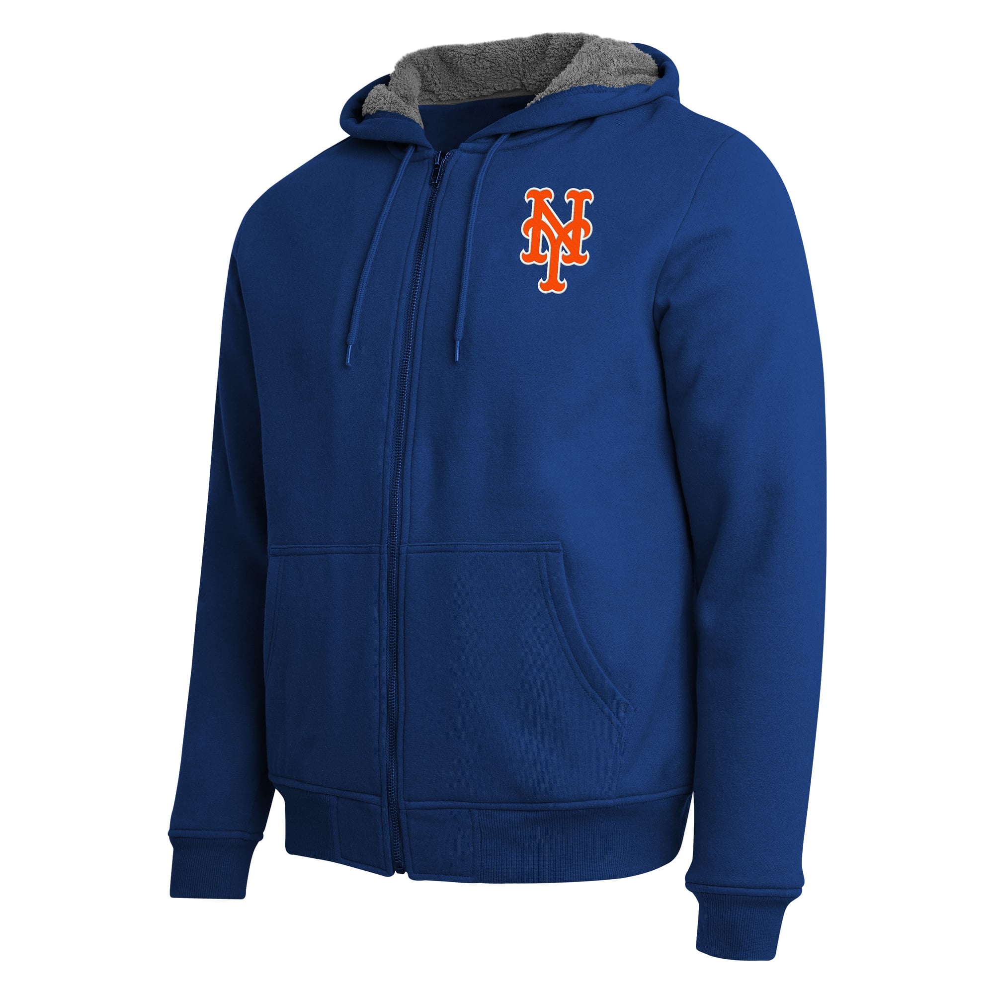 Sweat-shirt zippé intégral doublé sherpa Darius Rucker Collection pour homme par Fanatics, bleu royal/gris, New York Mets