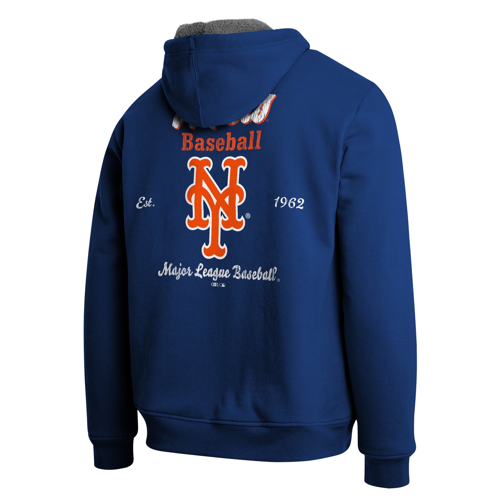 Sweat-shirt zippé intégral doublé sherpa Darius Rucker Collection pour homme par Fanatics, bleu royal/gris, New York Mets