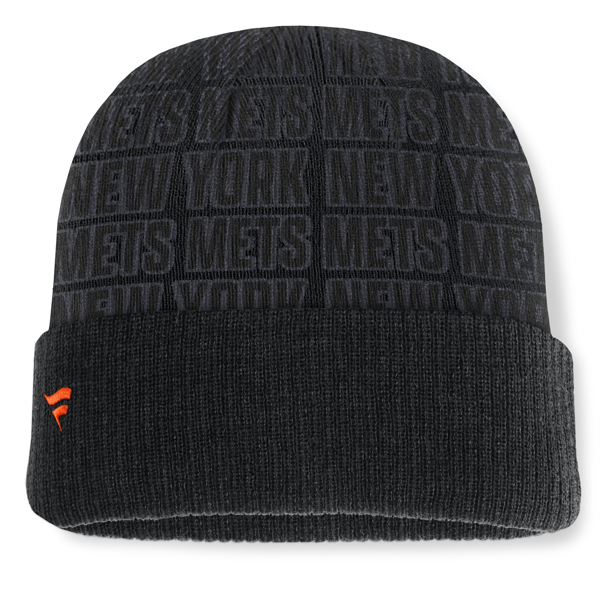 Bonnet à revers noir Fanatics pour homme, motif receveur des Mets de New York