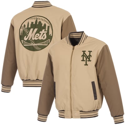 New York Mets JH Design Reversible Canvas Full-Zip Jacket - Tan/Brown