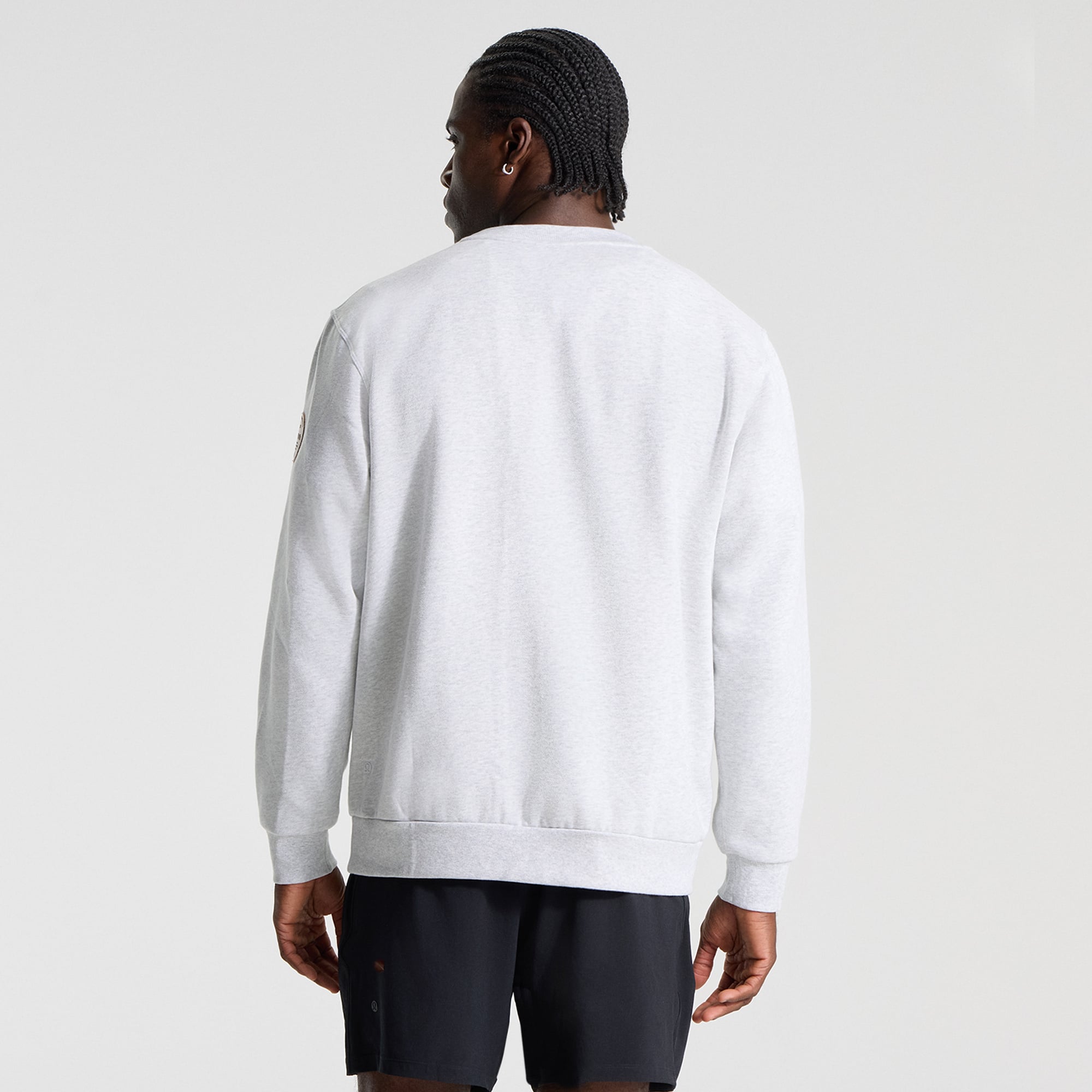 Sweat-shirt Steady State gris chiné ultra clair pour homme de lululemon, modèle Heathered Core, des Mets New York.