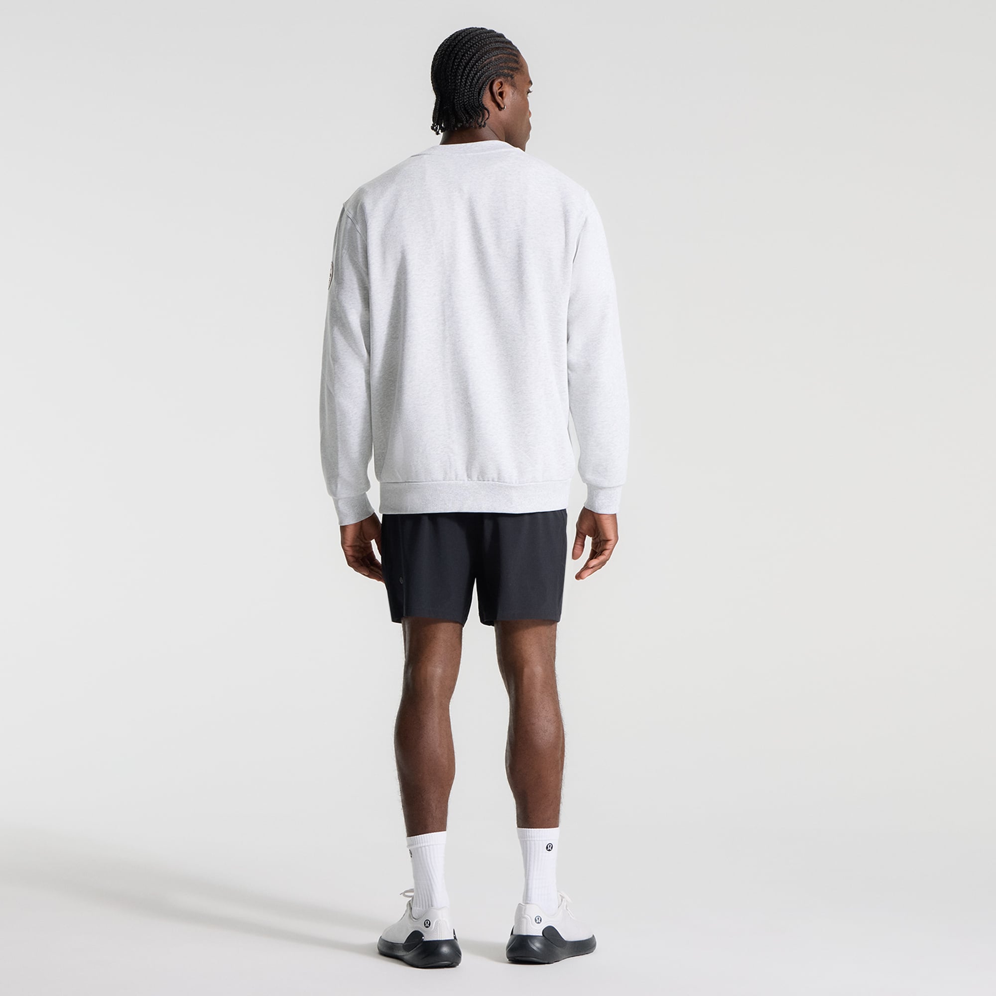 Sweat-shirt Steady State gris chiné ultra clair pour homme de lululemon, modèle Heathered Core, des Mets New York.