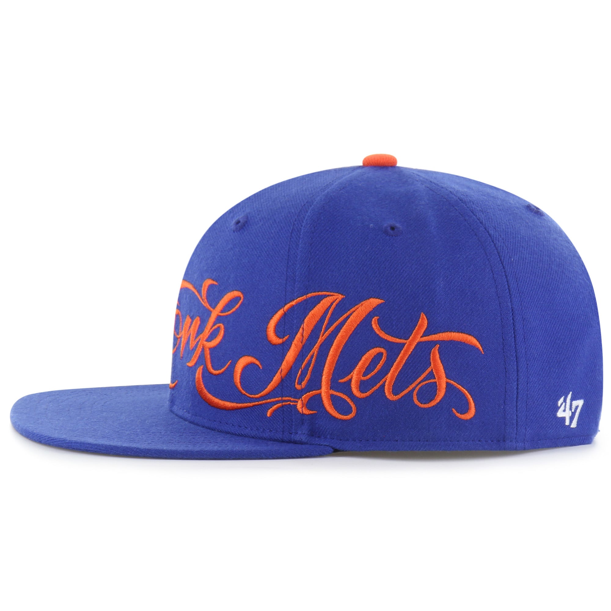 Men's Mister Cartoon x '47 Royal New York Mets Wrap Script Captain Snapback Hat