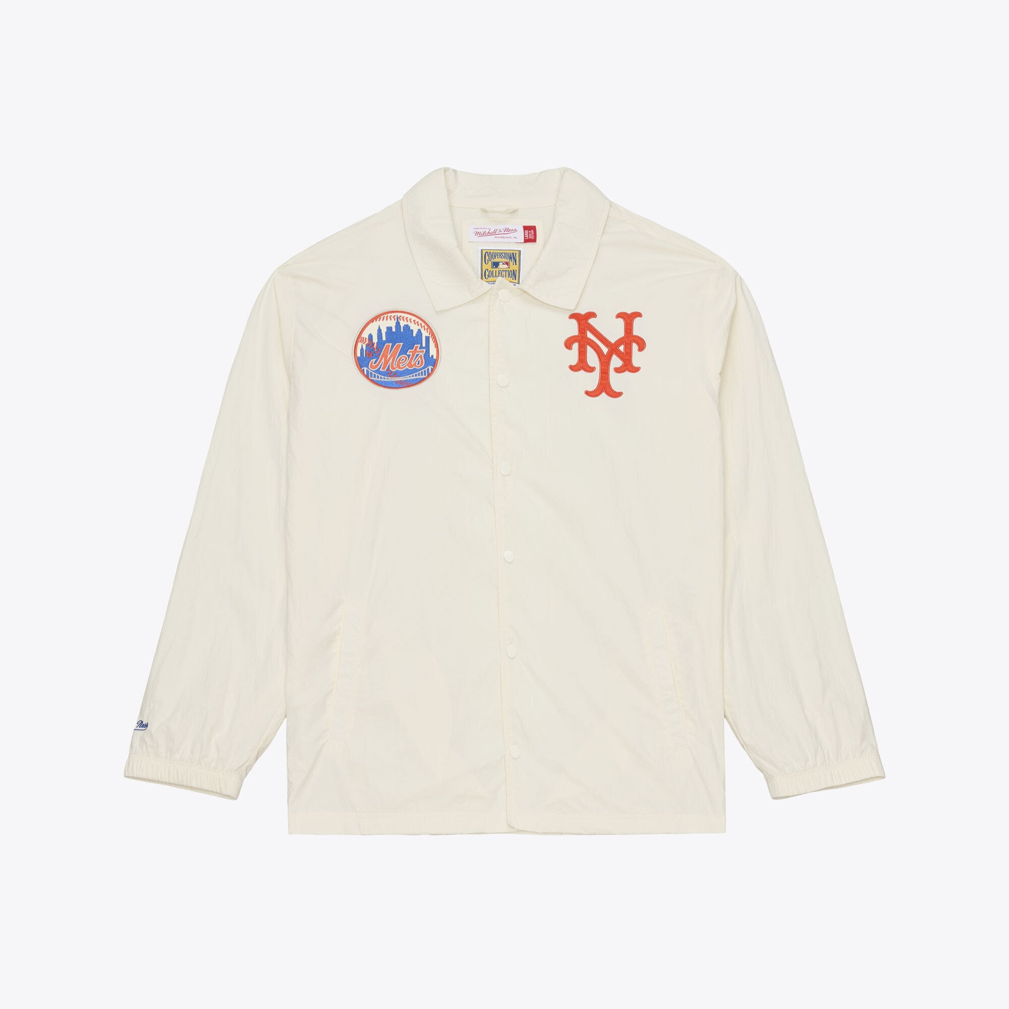 Men's Mitchell & Ness  Cream New York Mets Cooperstown Collection Retro Roots Coaches Jacket
