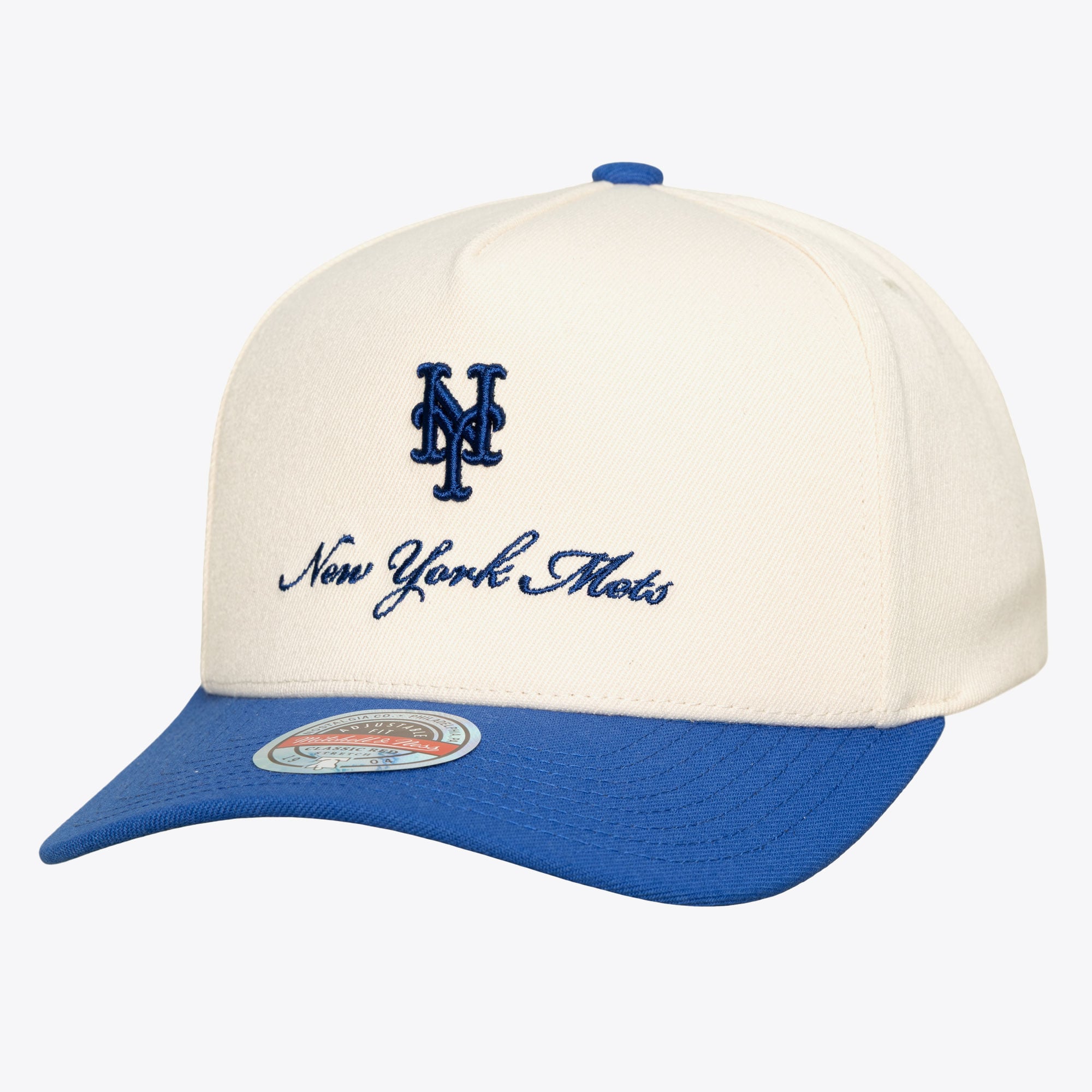 Men's Mitchell & Ness  Cream/Royal New York Mets Flawless Stretch-Snapback Hat
