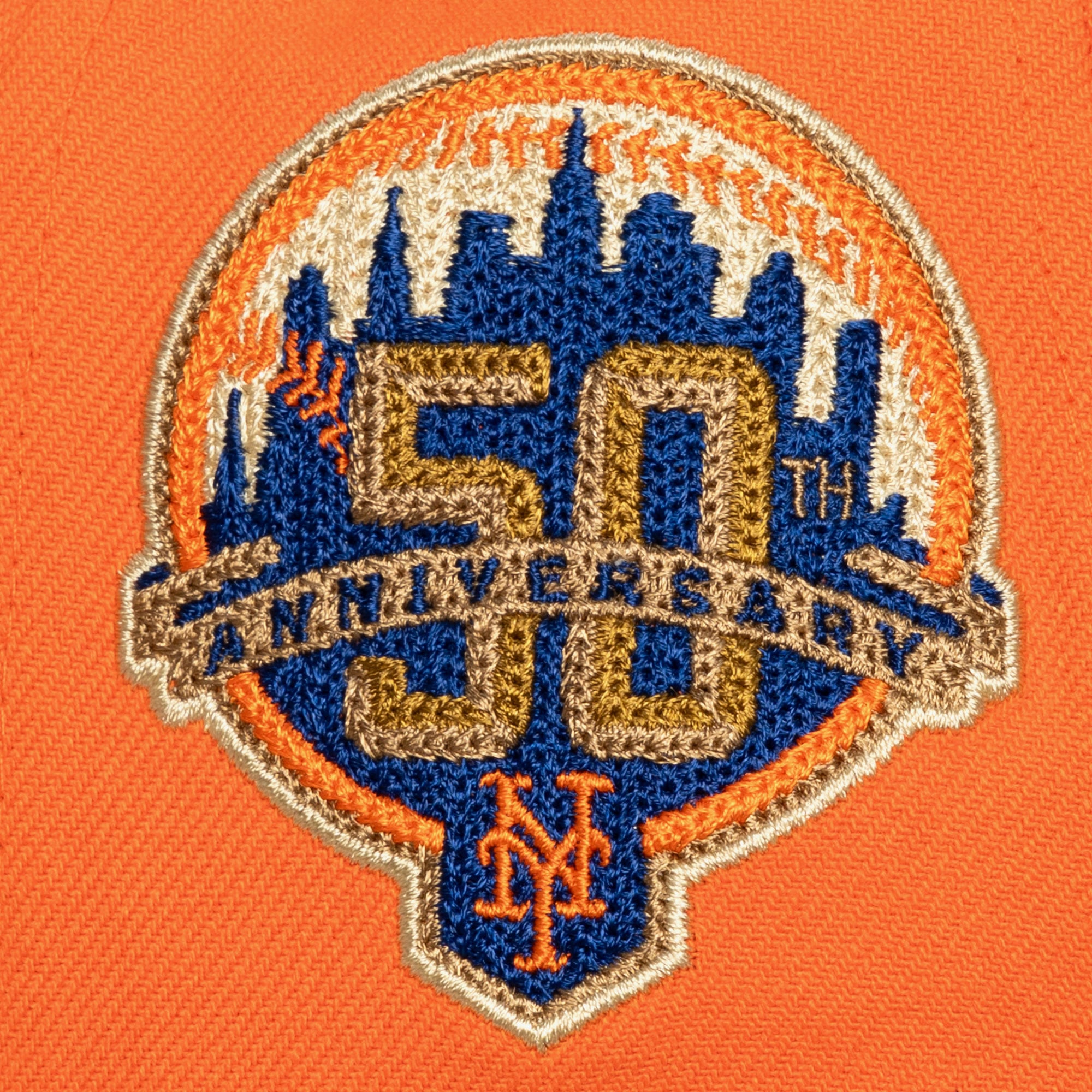 Men's Mitchell & Ness Orange New York Mets 50th Anniversary Patch Secondary Pro Snapback Hat