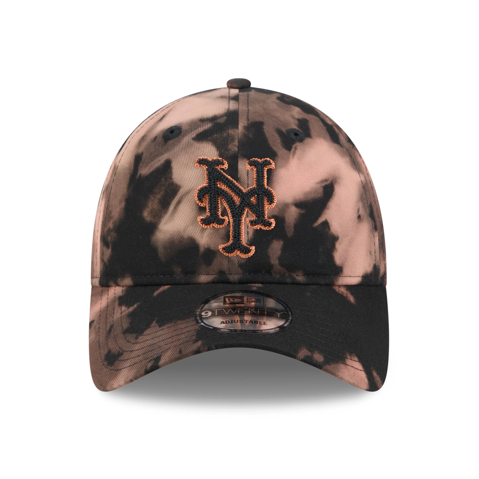 Men's New Era  Black New York Mets Bleach Wash 9TWENTY Adjustable Hat