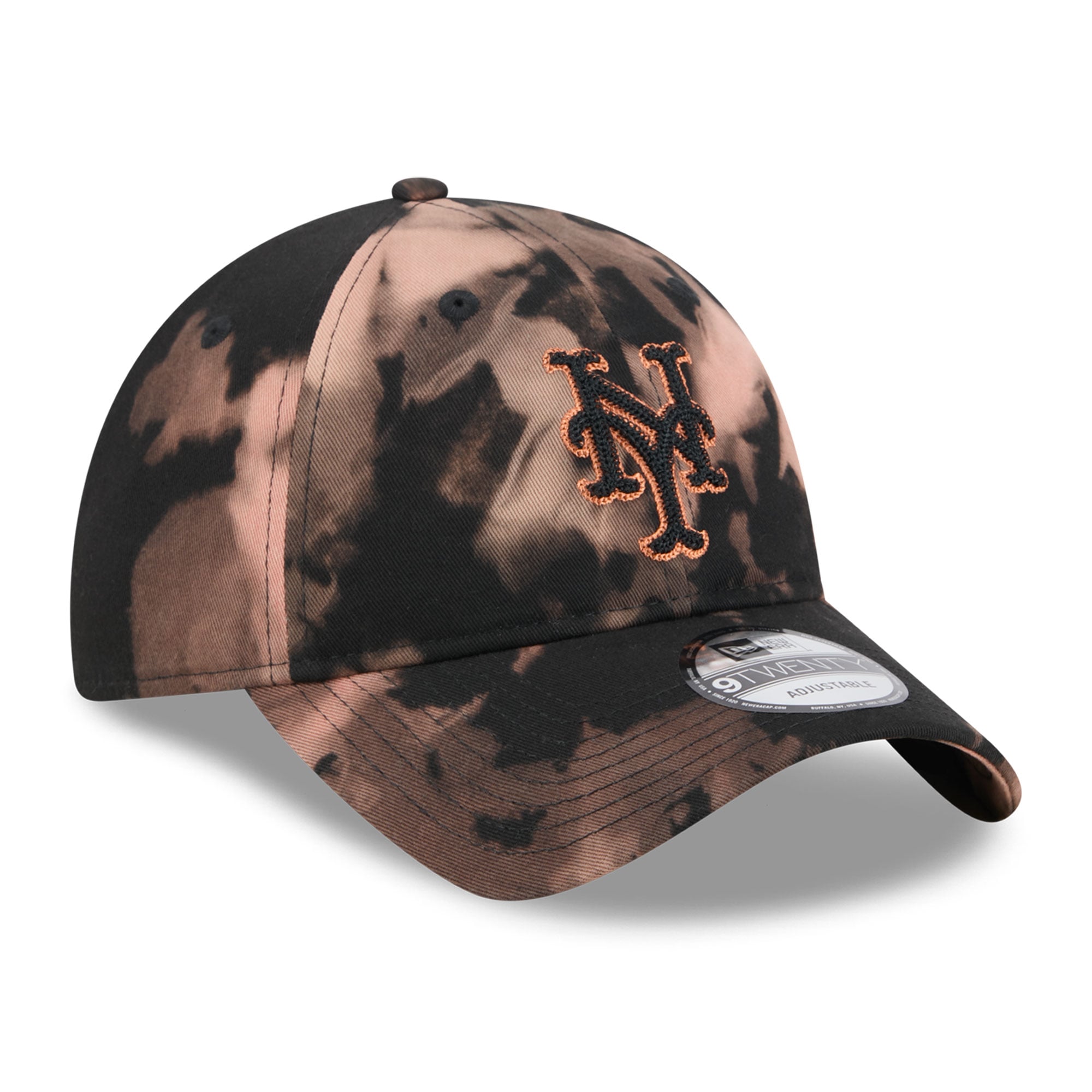 Men's New Era  Black New York Mets Bleach Wash 9TWENTY Adjustable Hat