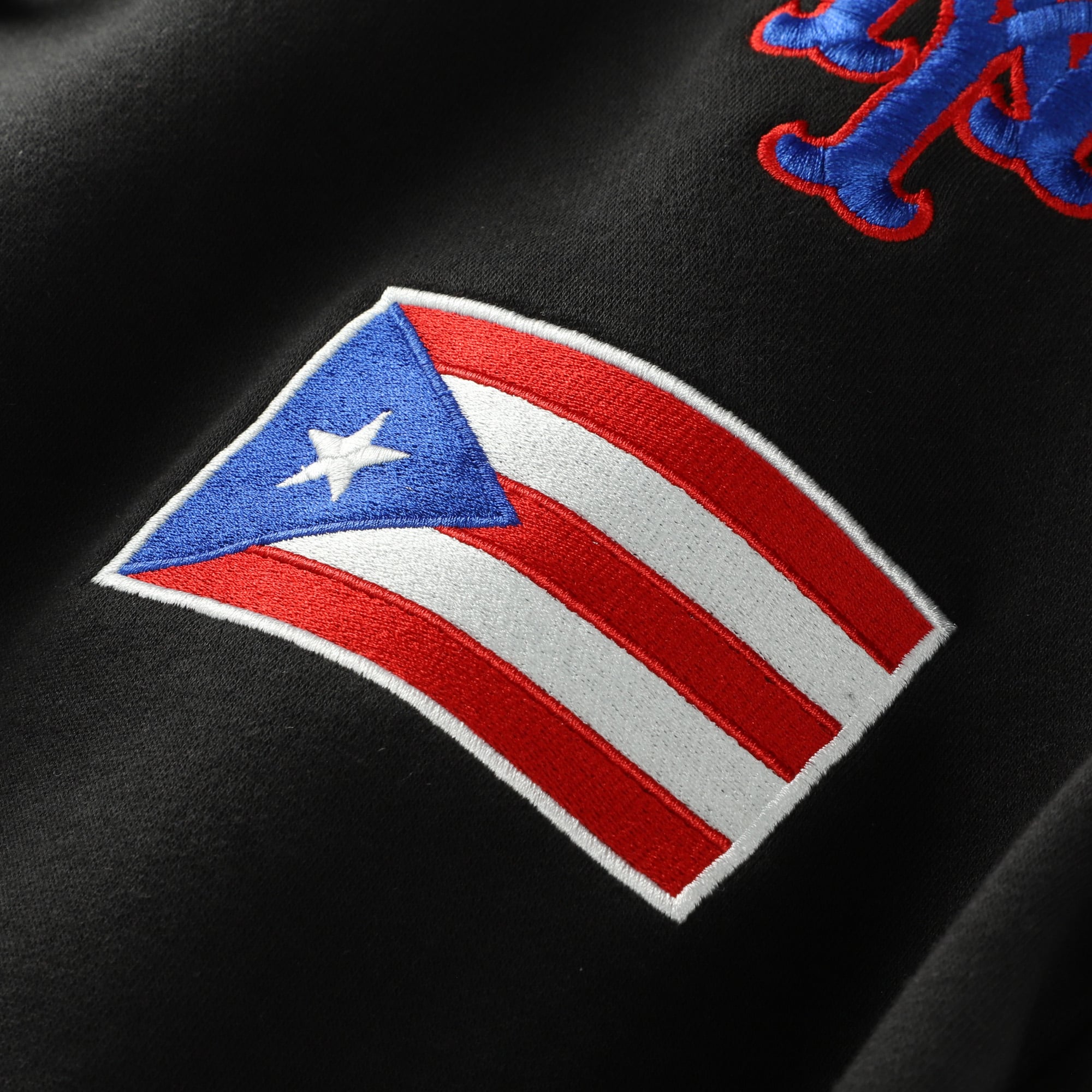 Sweat à capuche New Era noir pour homme, motif drapeau de Porto Rico, York Mets