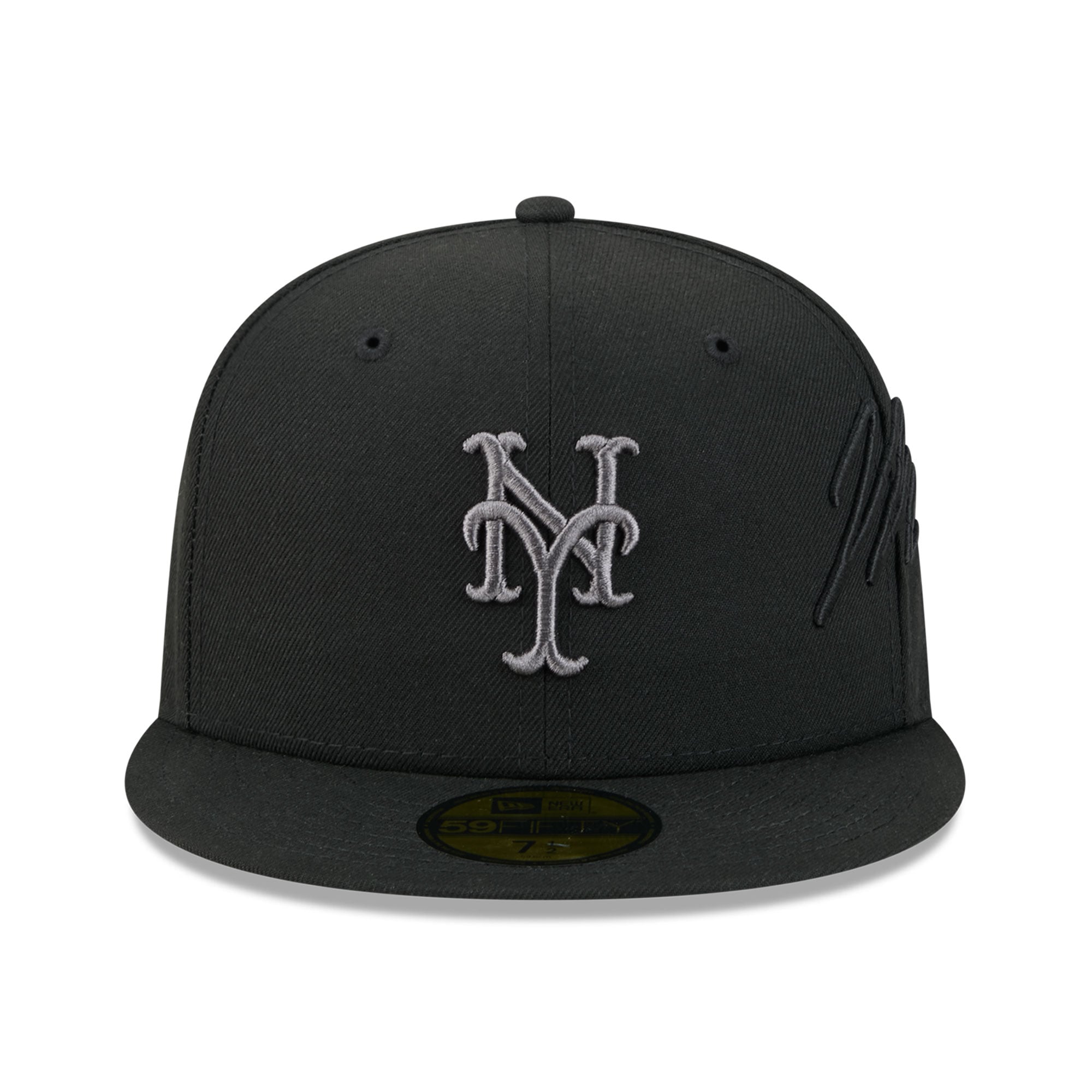Men's New Era Black York Mets Side Script 59FIFTY Fitted Hat