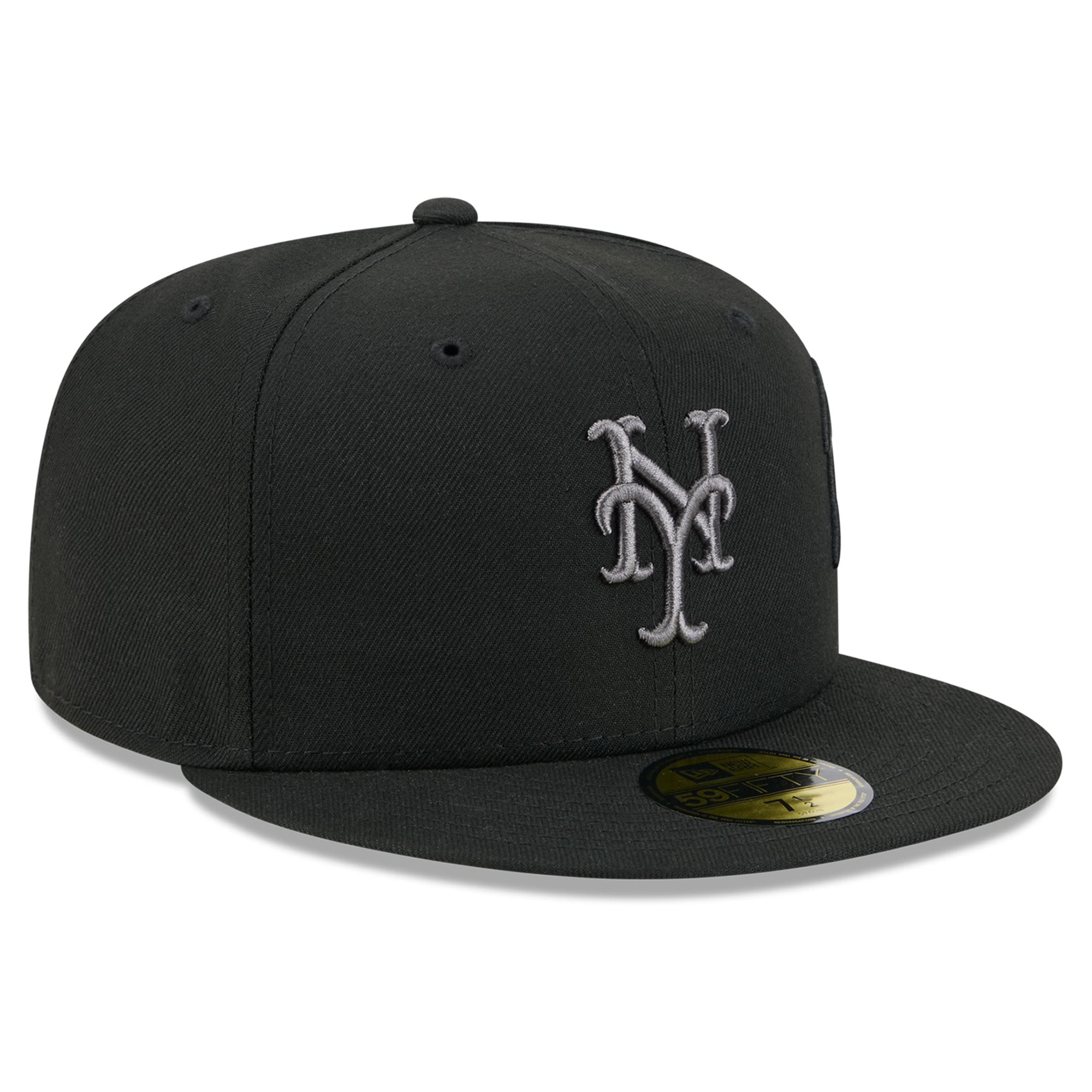 Men's New Era Black York Mets Side Script 59FIFTY Fitted Hat