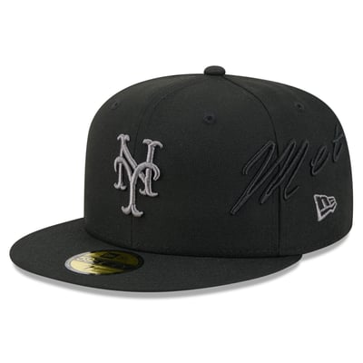 New York Mets New Era Side Script 59FIFTY Fitted Hat - Black