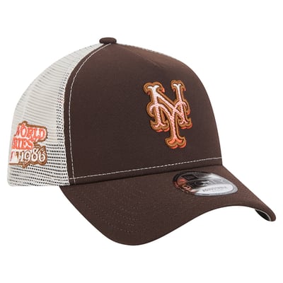 New York Mets New Era Pumpkin Spice A-Frame 9FORTY Adjustable Trucker Hat - Brown