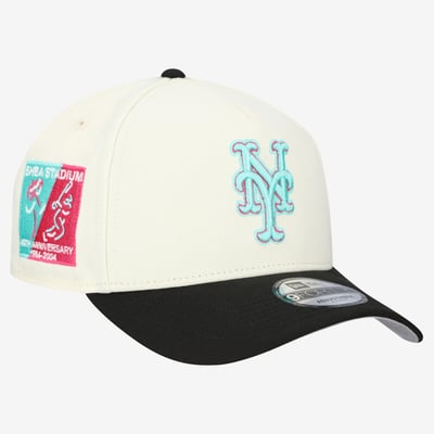 New York Mets New Era Stadium Chrome 9FORTY A-Frame Adjustable Hat - Cream