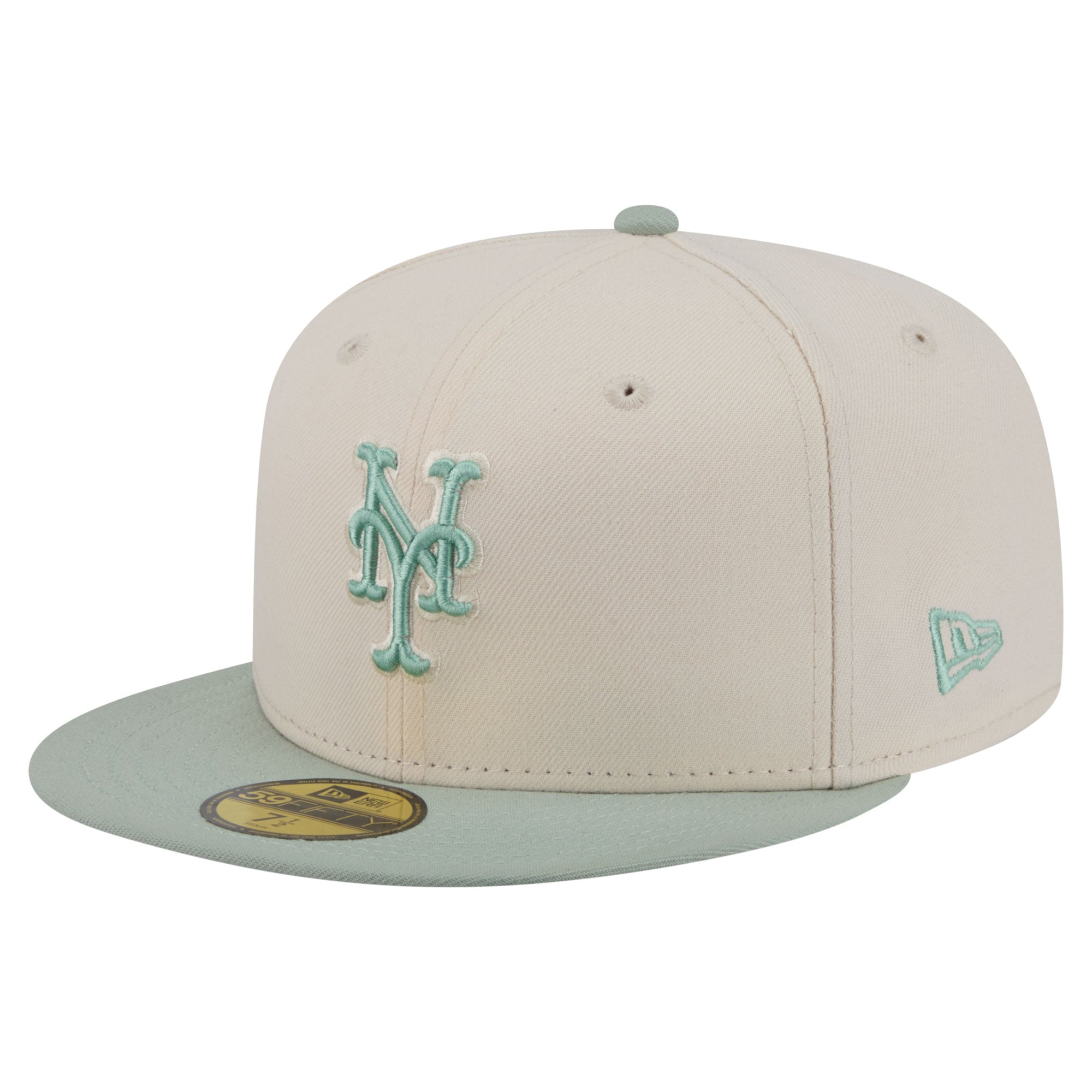Casquette ajustée New Era 59FIFTY crème/verte pour homme, coloris York Mets