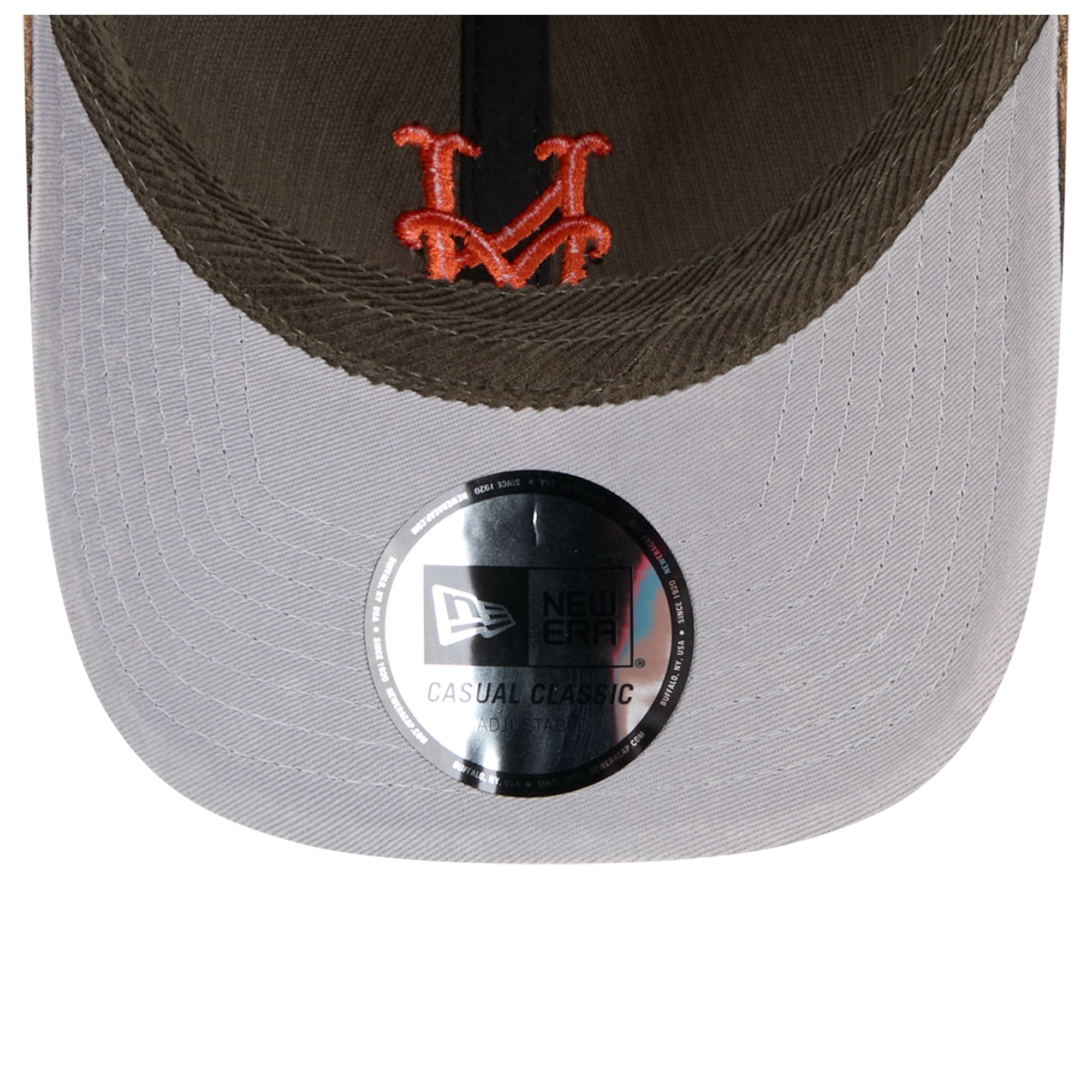 Casquette New Era Olive New York Mets en velours côtelé, style classique décontracté, ajustable