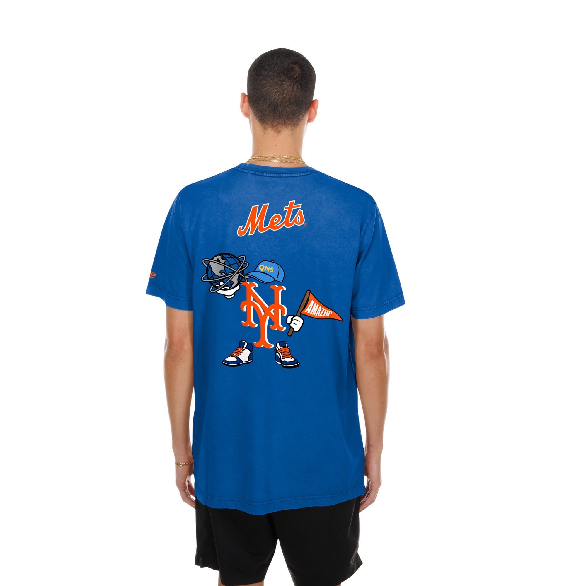 T-shirt homme New Era Royal York Mets avec logo dessin animé
