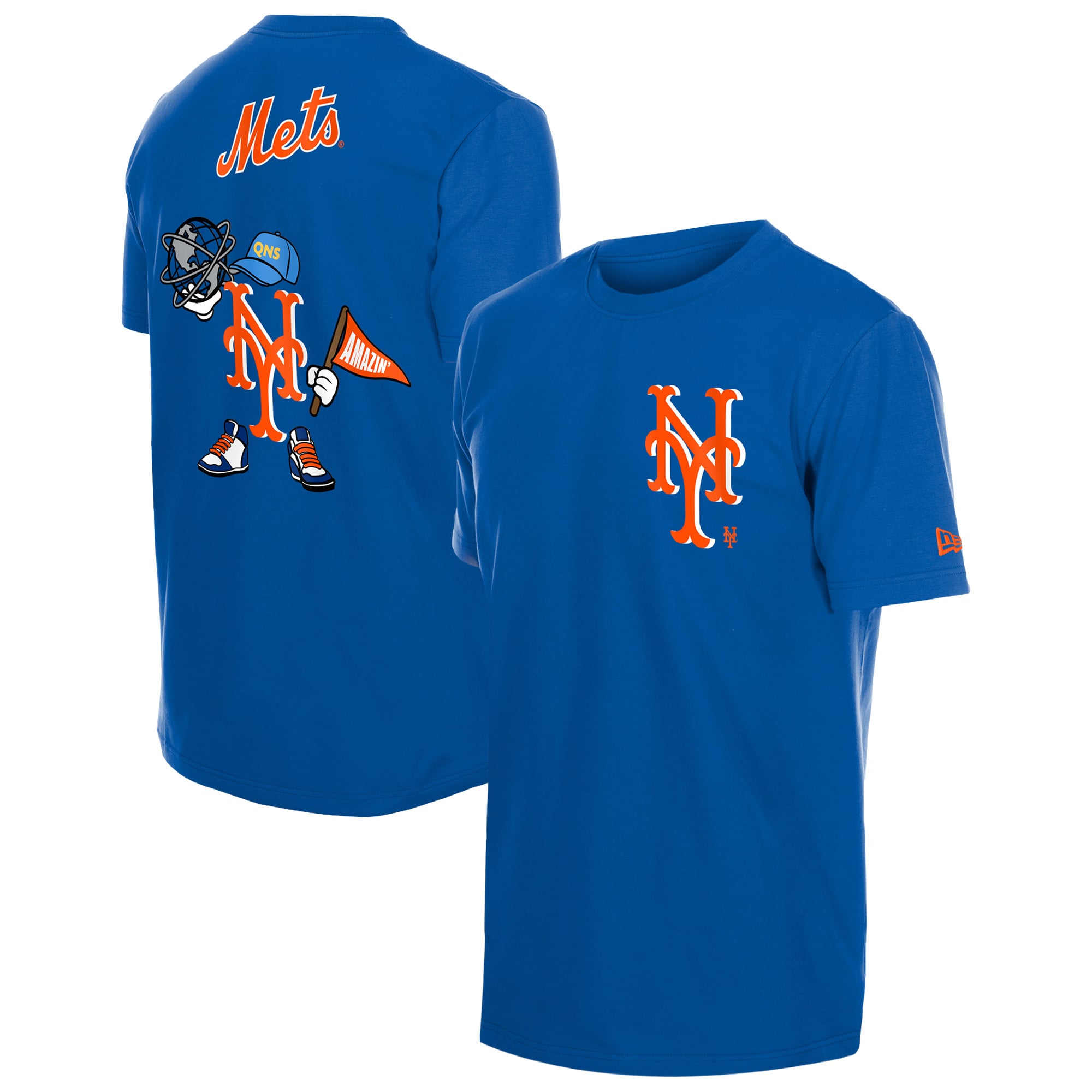 T-shirt homme New Era Royal York Mets avec logo dessin animé