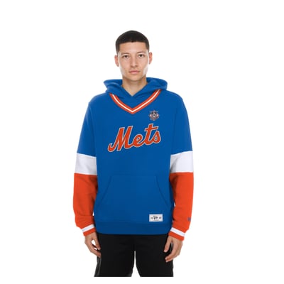 New York Mets New Era Color Blocked V-Neck Hoodie - Royal