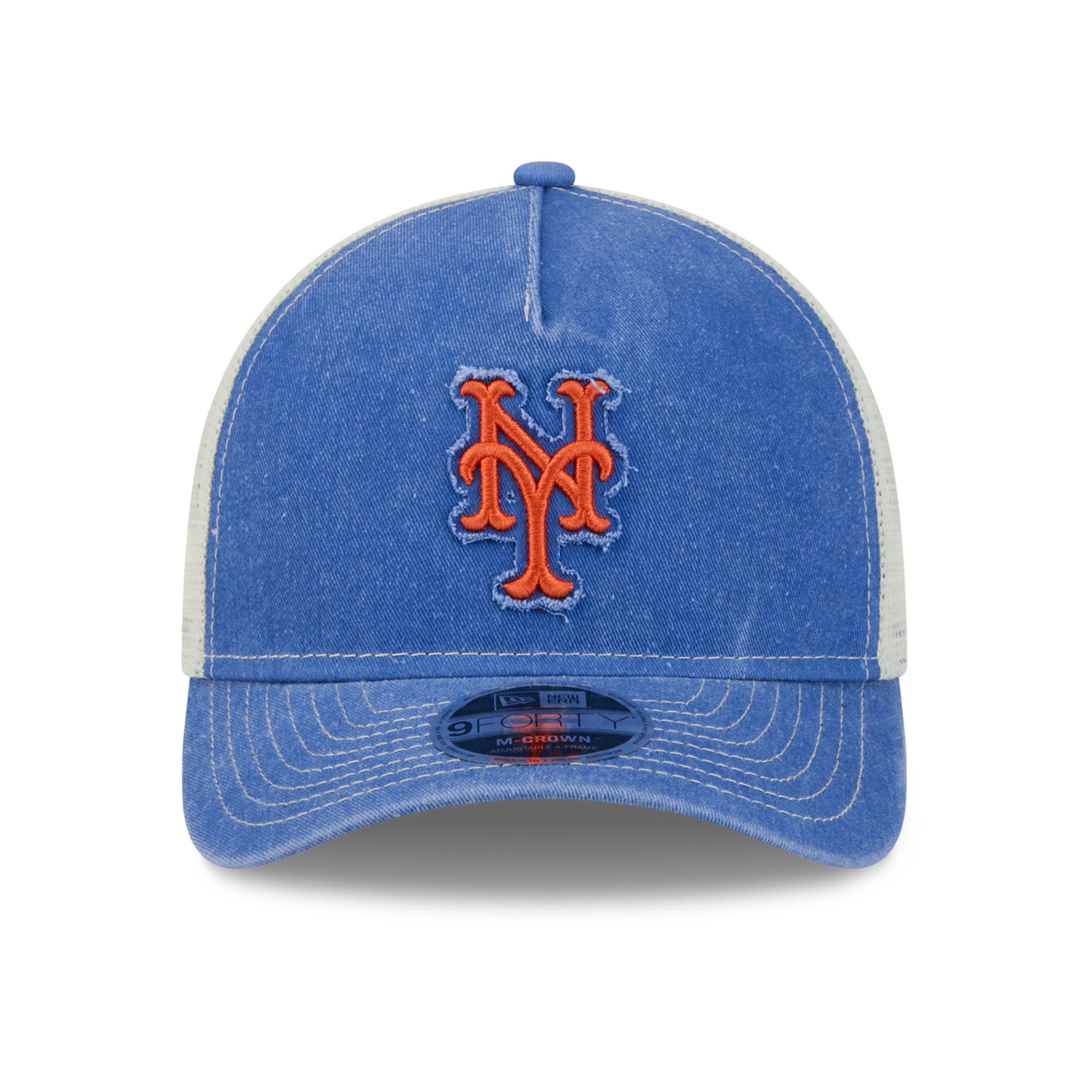 Casquette trucker ajustable New Era Royal New York Mets Fan 9FORTY A-Frame pour homme