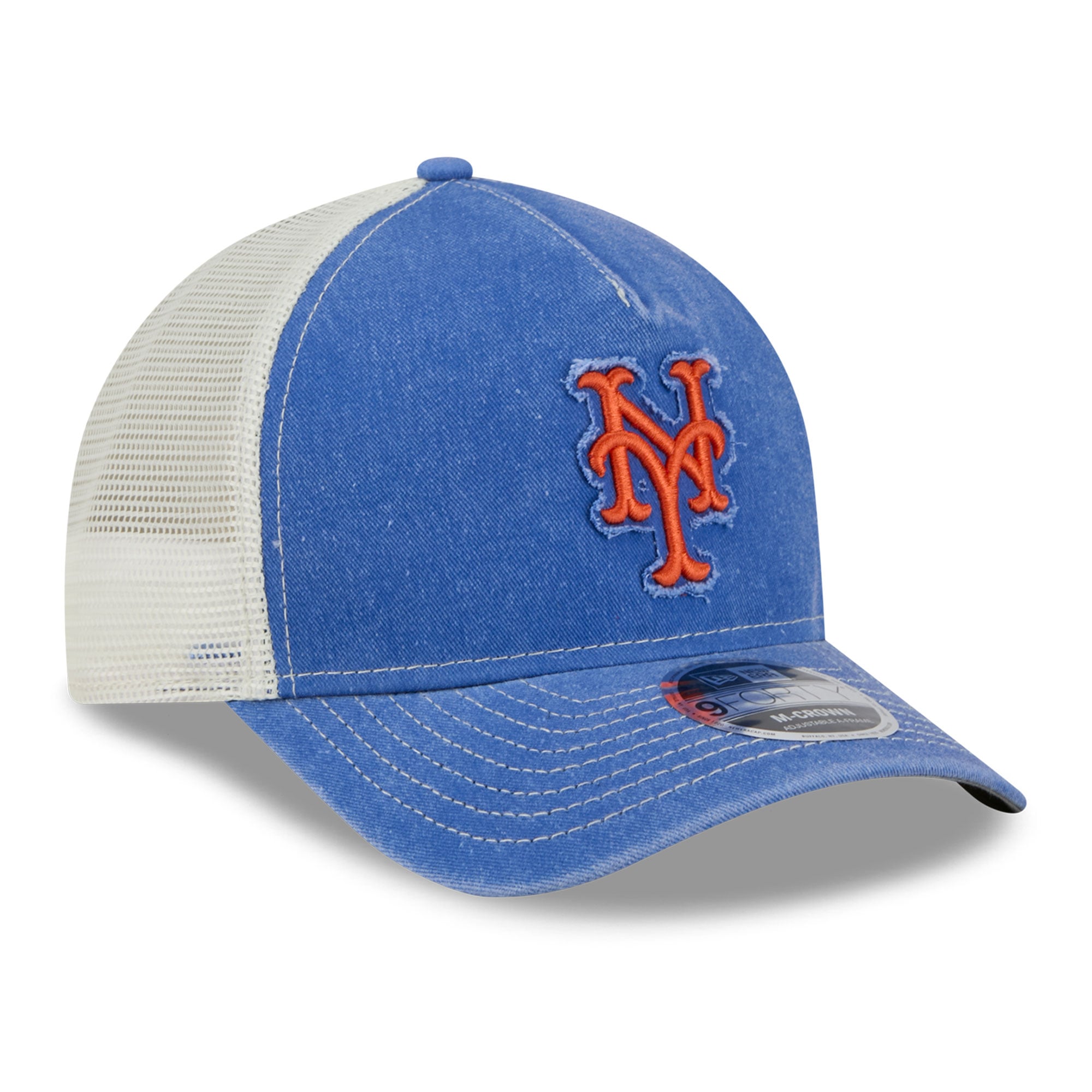 Casquette trucker ajustable New Era Royal New York Mets Fan 9FORTY A-Frame pour homme