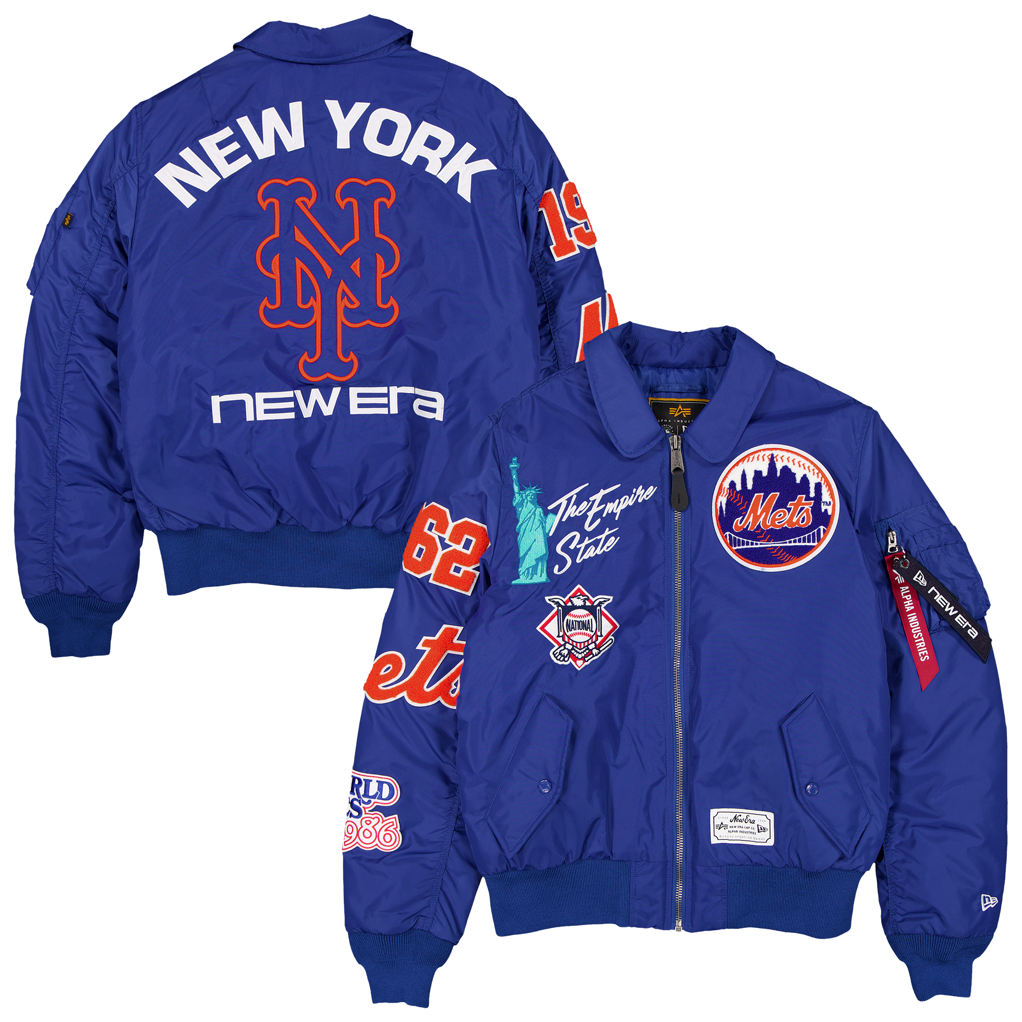 Veste bomber zippée intégrale New Era x Alpha Industries Royal York Mets MA-1 pour homme