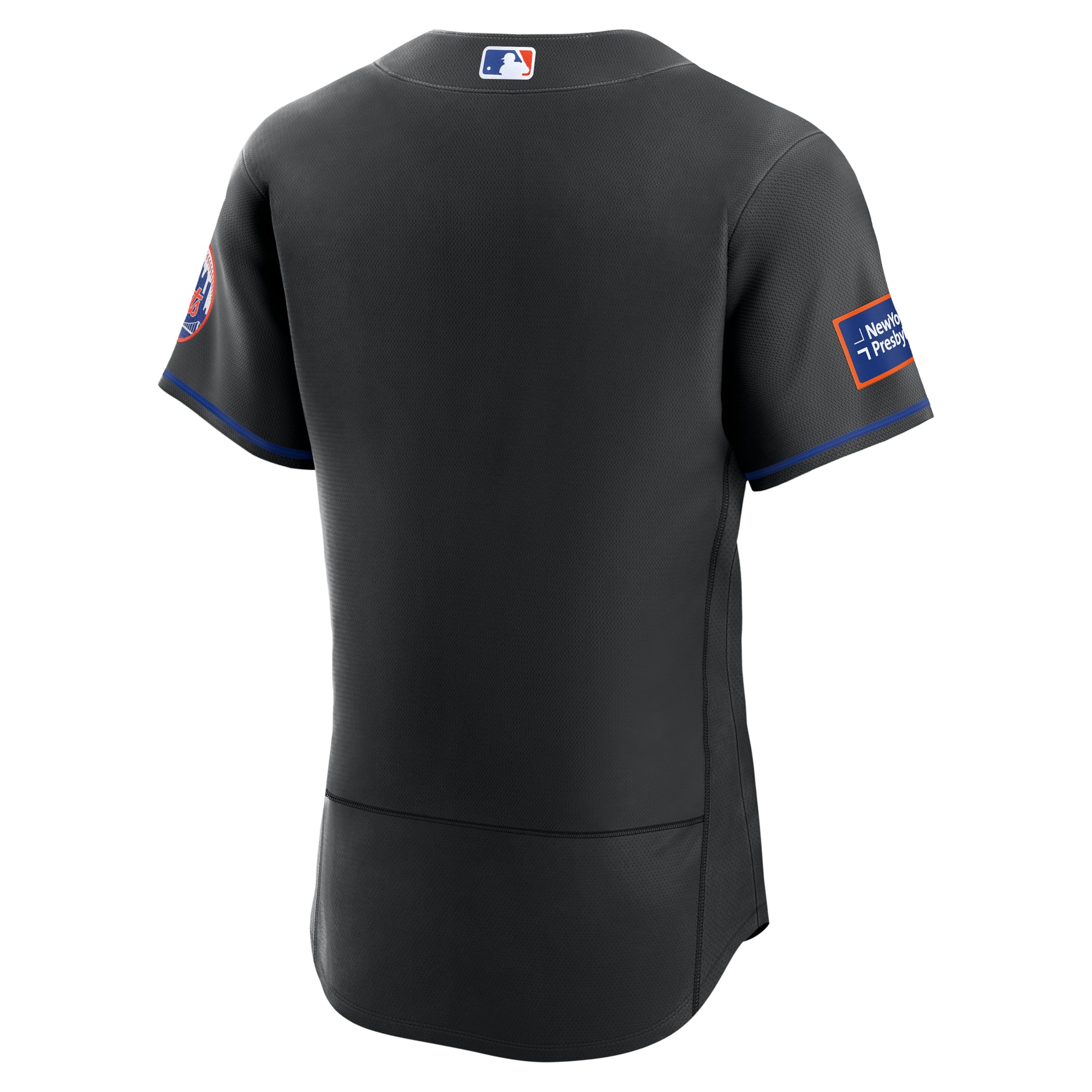 Men's Nike Black New York Mets Alternate Sponsor Patch Authentic Jersey