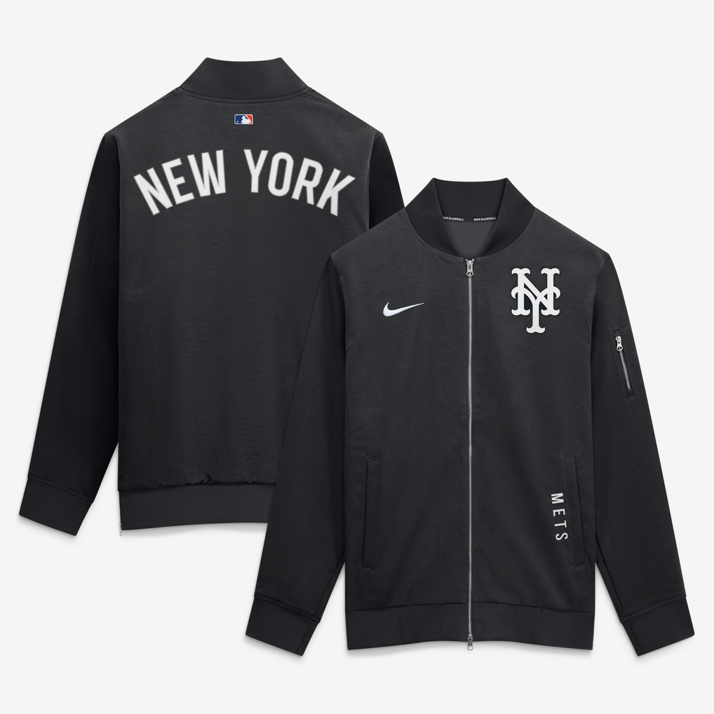 メンズ ナイキ ブラック ニューヨーク・メッツ オーセンティック コレクション ダグアウト リラックス フルジップ ボンバージャケット