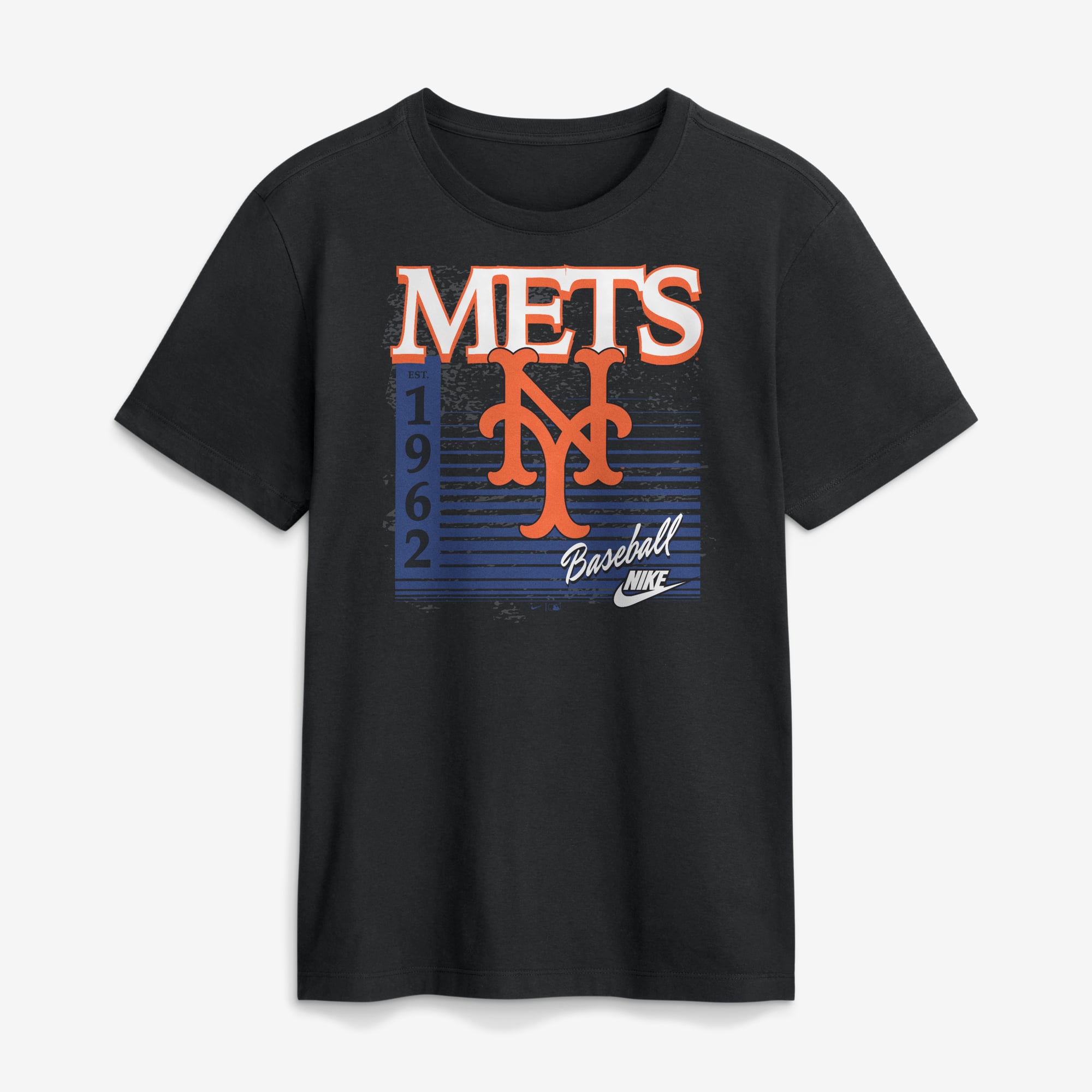 T-shirt Nike noir pour homme avec logo New York Mets Cooperstown