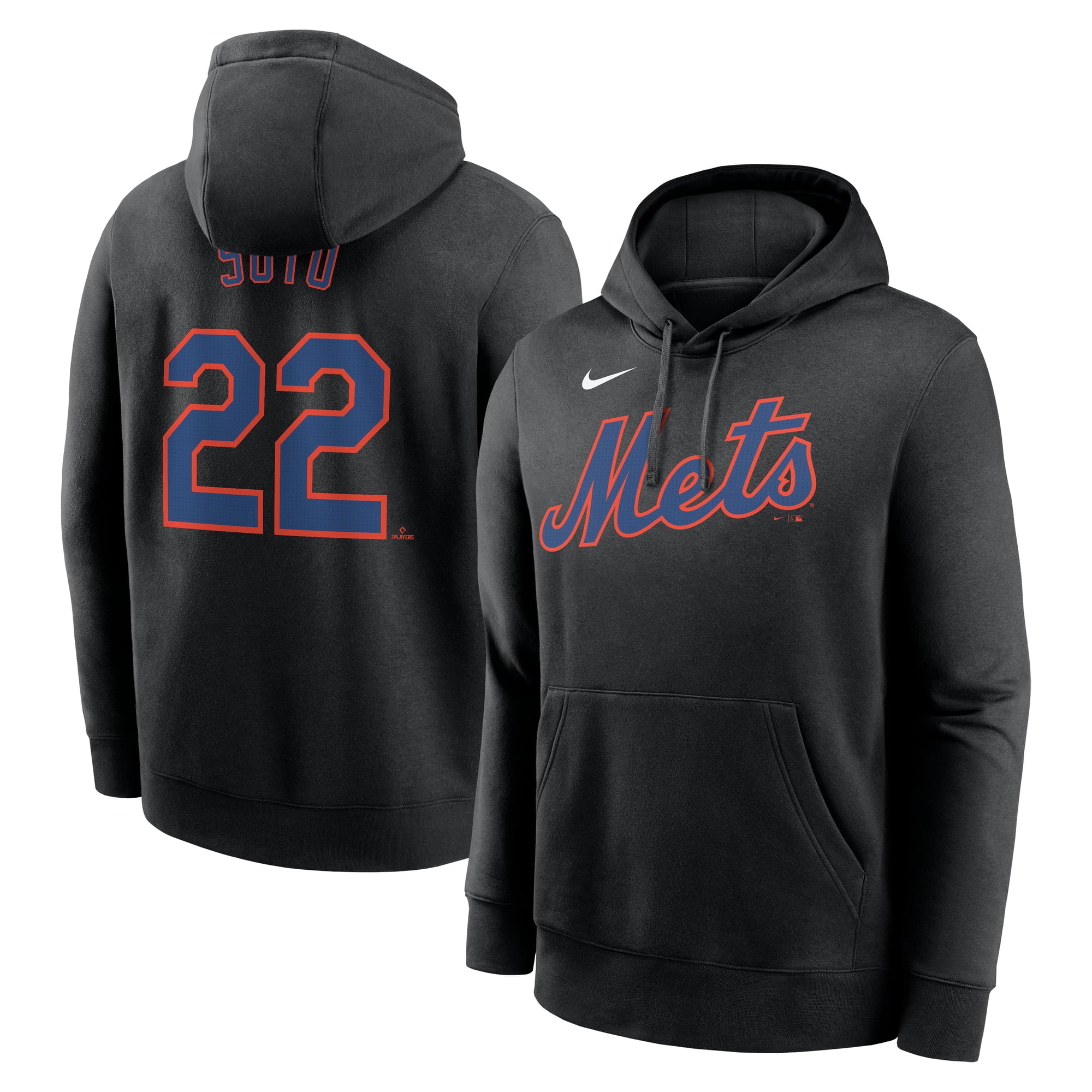 Men's Nike Juan Soto Black New York Mets Player Name & Number Club Pullover Hoodie