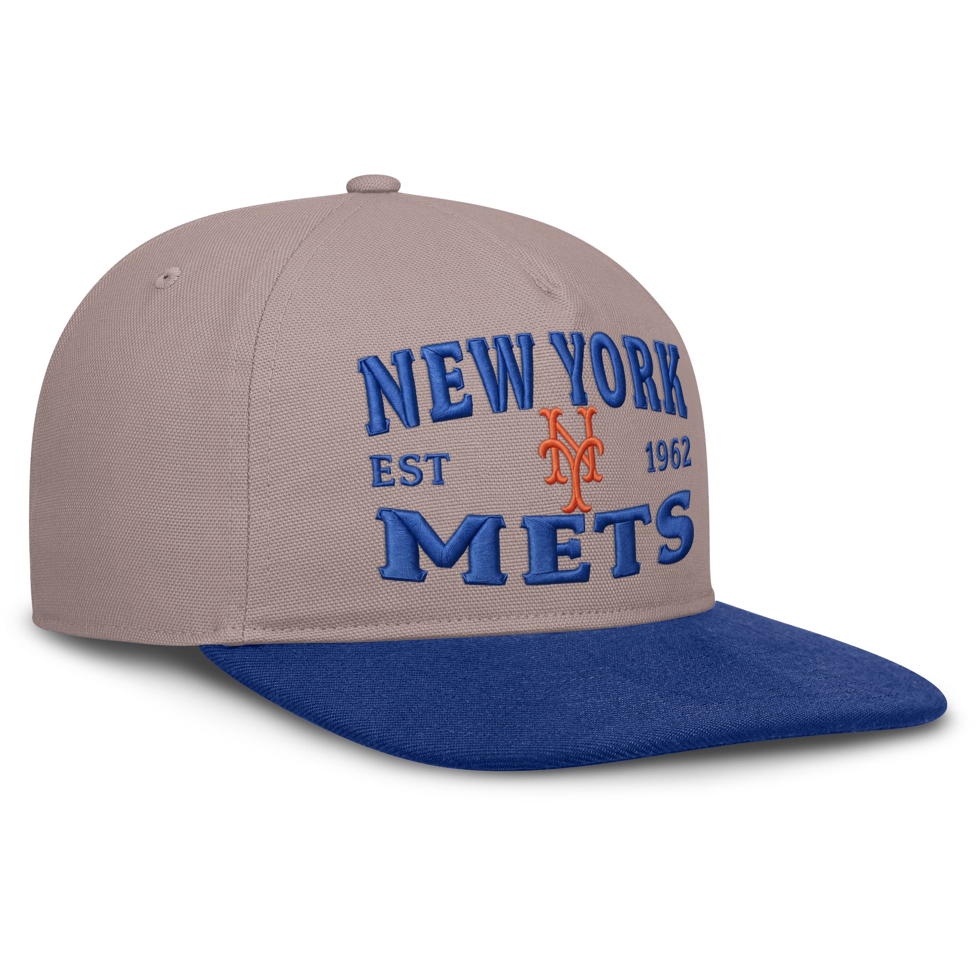 Casquette ajustable Nike pour homme, marron clair/bleu roi, New York Mets Cooperstown Pro, 5 panneaux